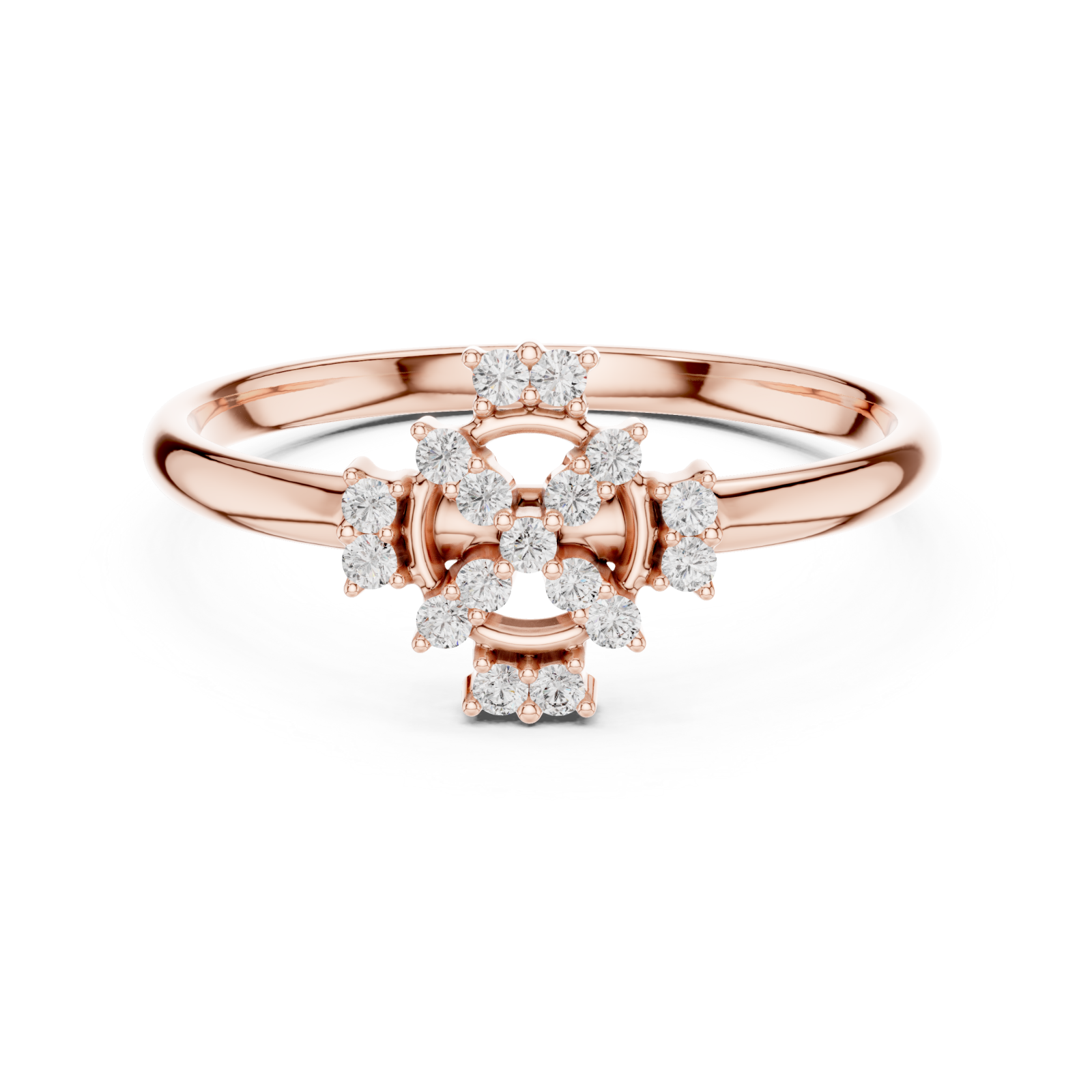  Rose Gold Celestial Harmony Florale Ring Front View