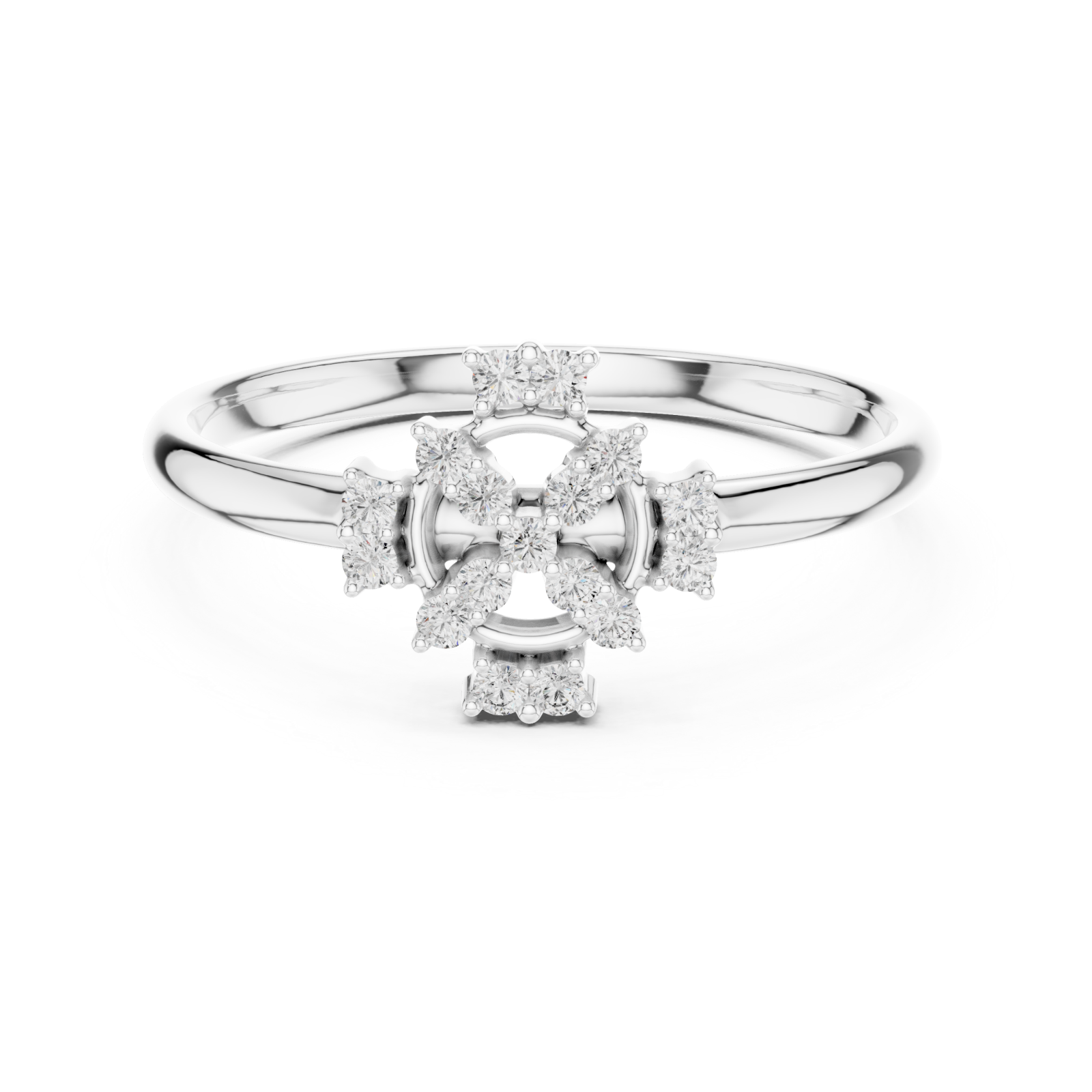  White Gold Celestial Harmony Florale Ring Front View