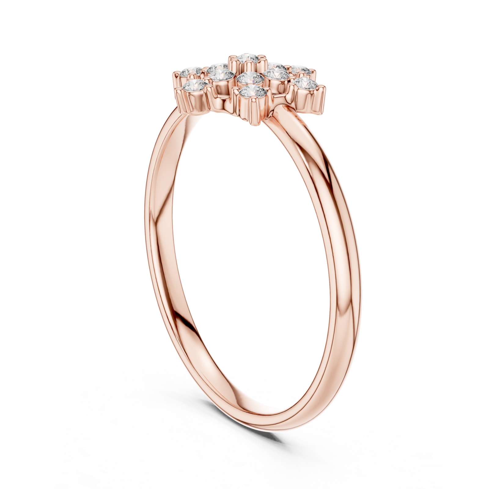  Rose Gold Eternal Frost Petal Silhouette Ornament Ring Left View