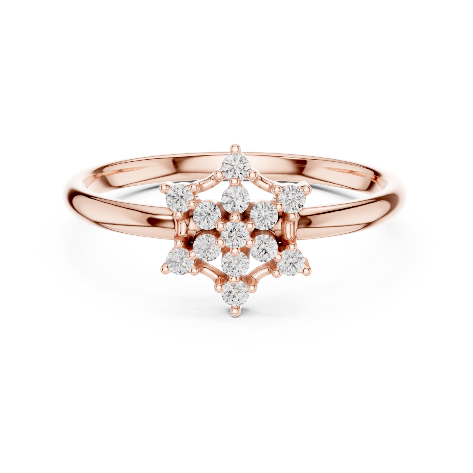 Rose Gold Eternal Frost Petal Silhouette Ornament Ring Front View
