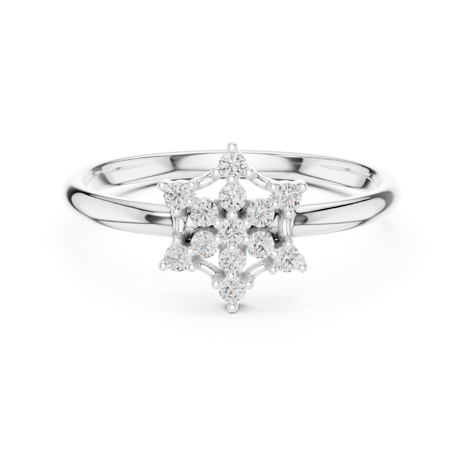  White Gold Eternal Frost Petal Silhouette Ornament Ring Front View