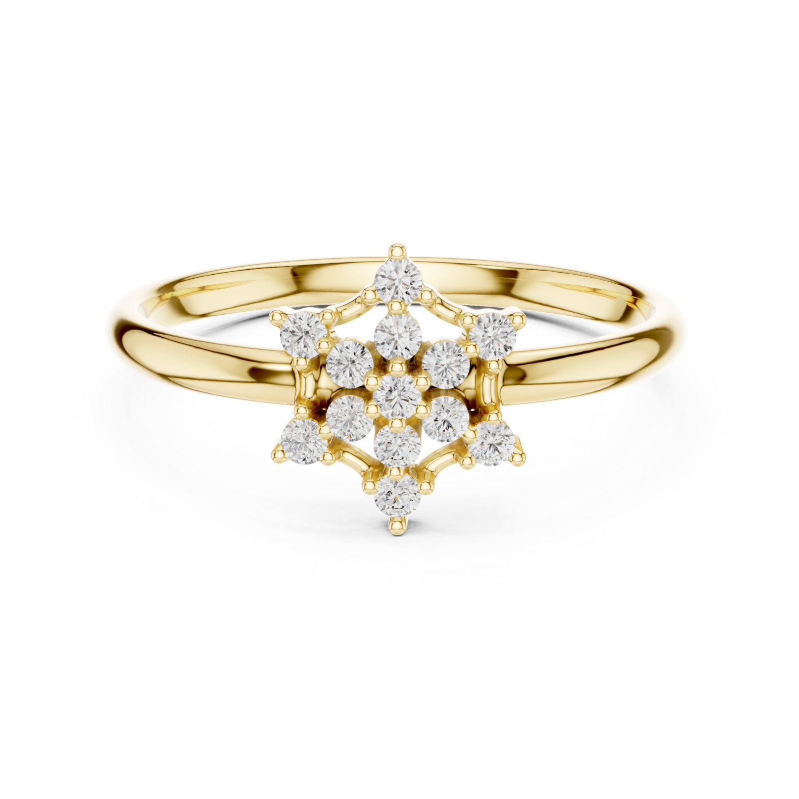  Gold Eternal Frost Petal Silhouette Ornament Ring Front View