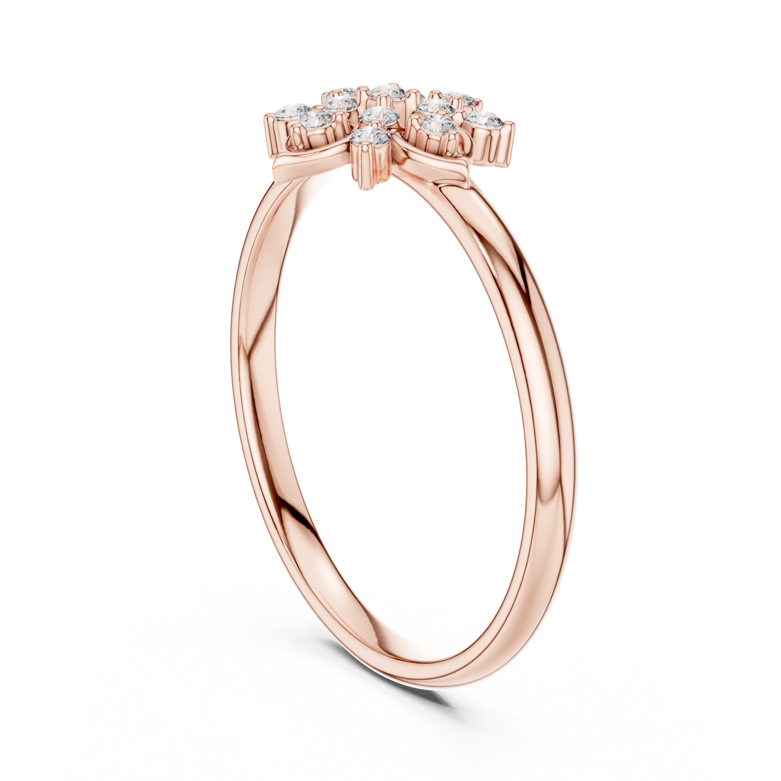  Rose Gold Twilight Garden Luxe Flower Accent Ring Left View