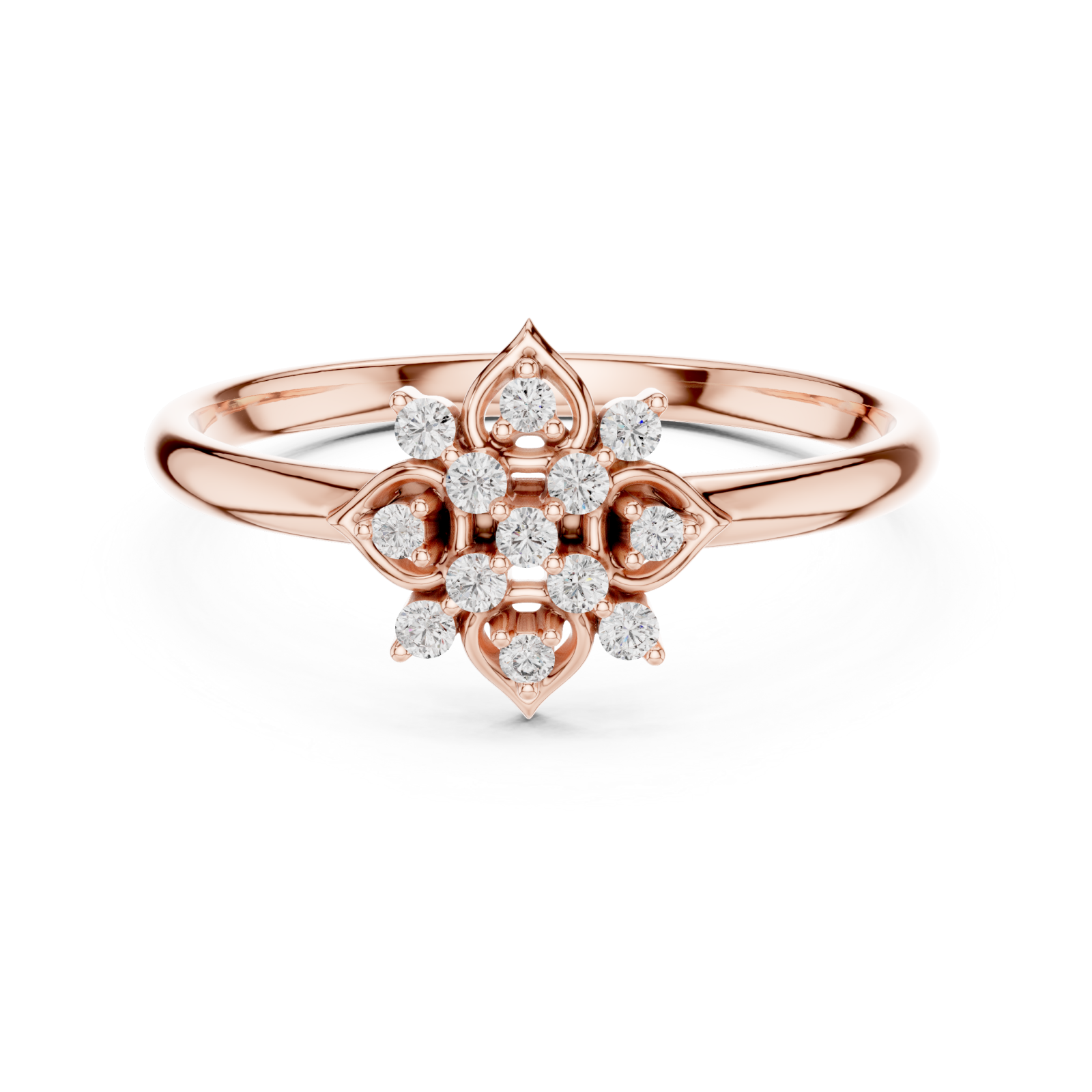  Rose Gold Twilight Garden Luxe Flower Accent Ring Front View