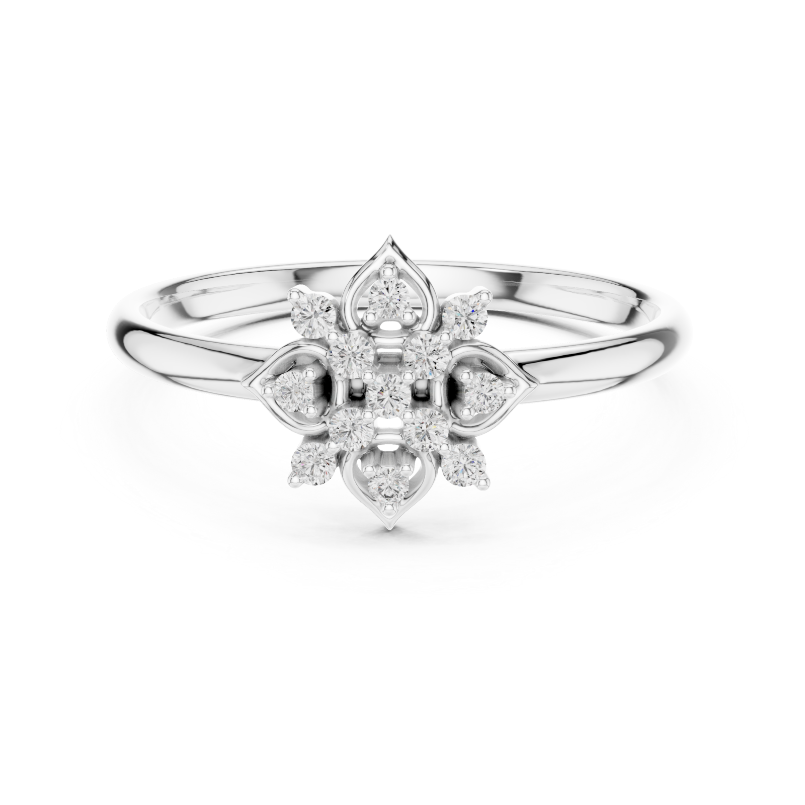  White Gold Twilight Garden Luxe Flower Accent Ring Front View