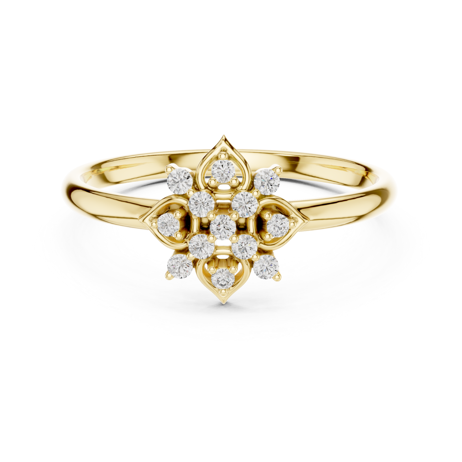  Gold Twilight Garden Luxe Flower Accent Ring Front View