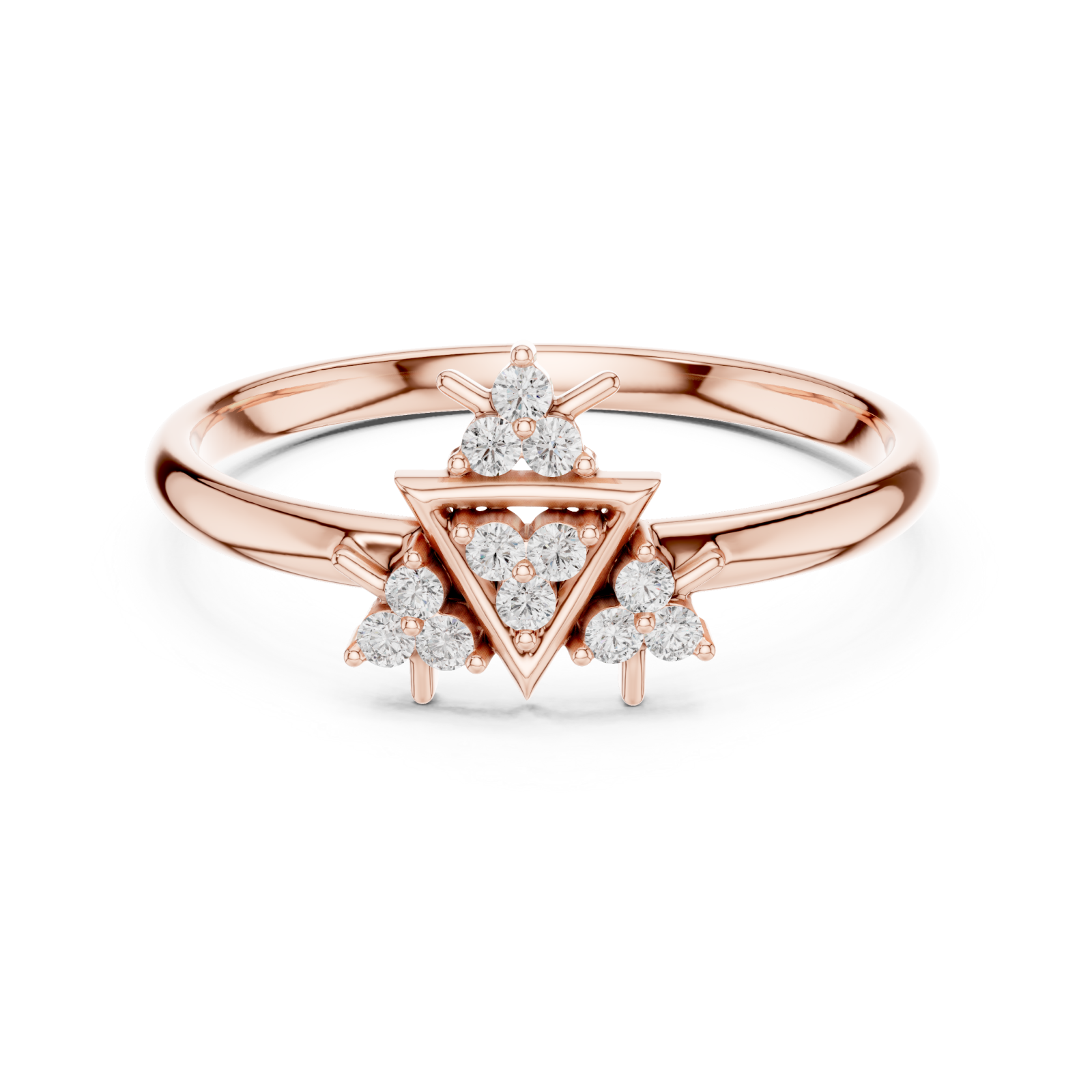  Rose Gold Whispering Light Mosaic Stackable Ring Front View