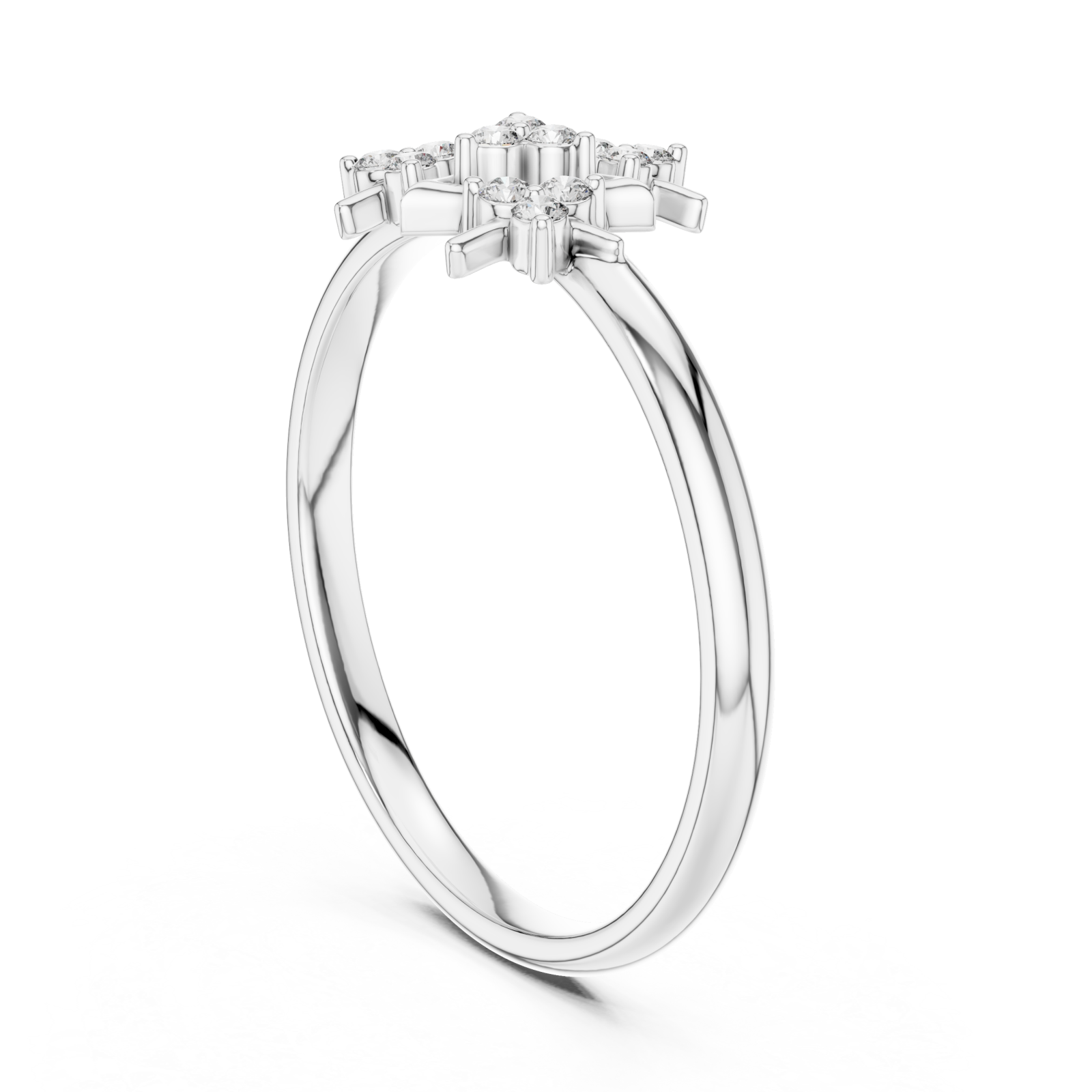  White Gold Whispering Light Mosaic Stackable Ring Left View