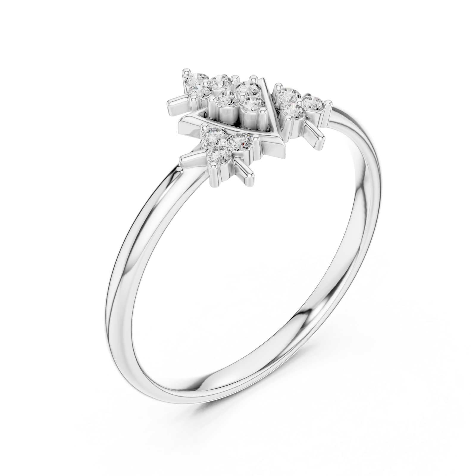  White Gold Whispering Light Mosaic Stackable Ring Right View