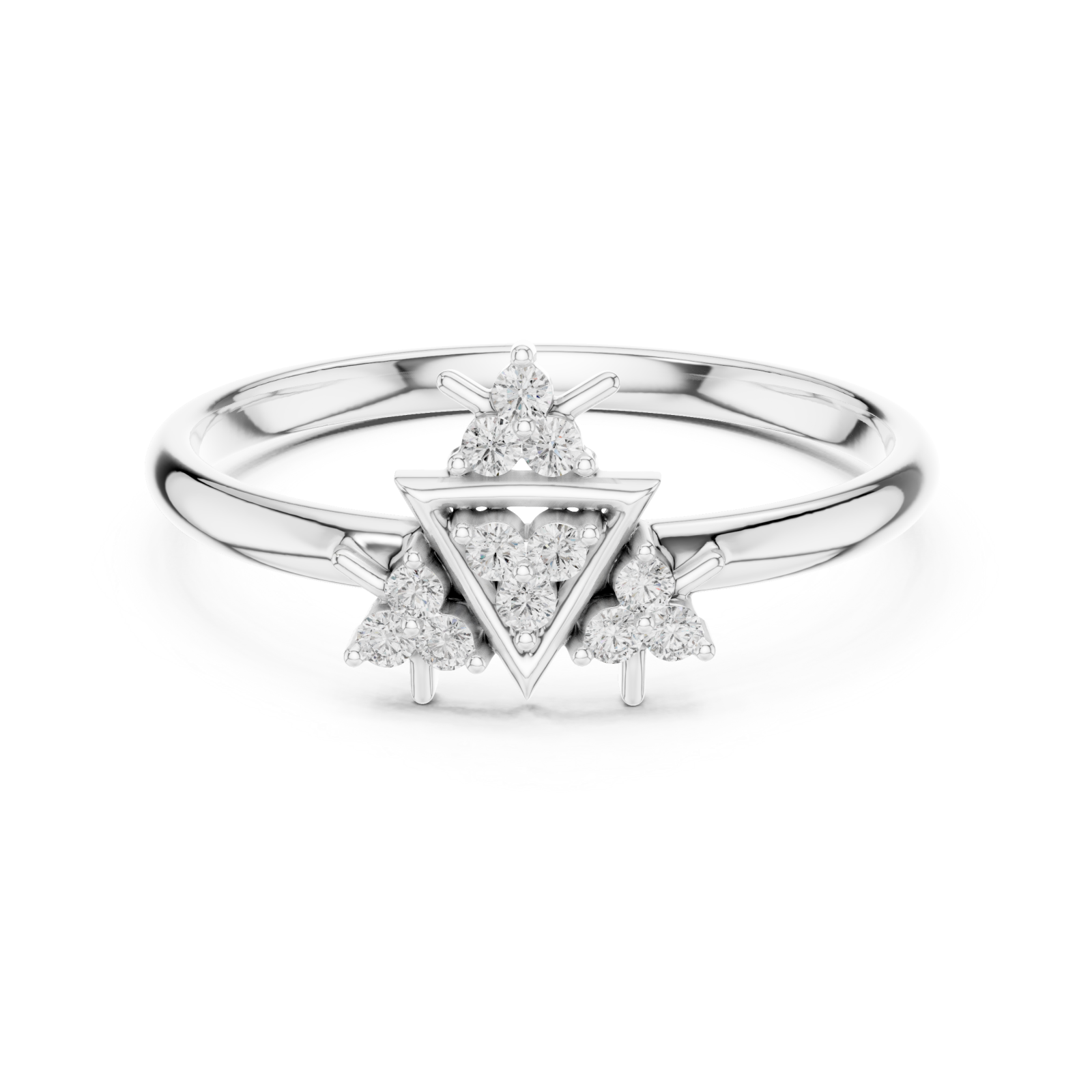  White Gold Whispering Light Mosaic Stackable Ring Front View