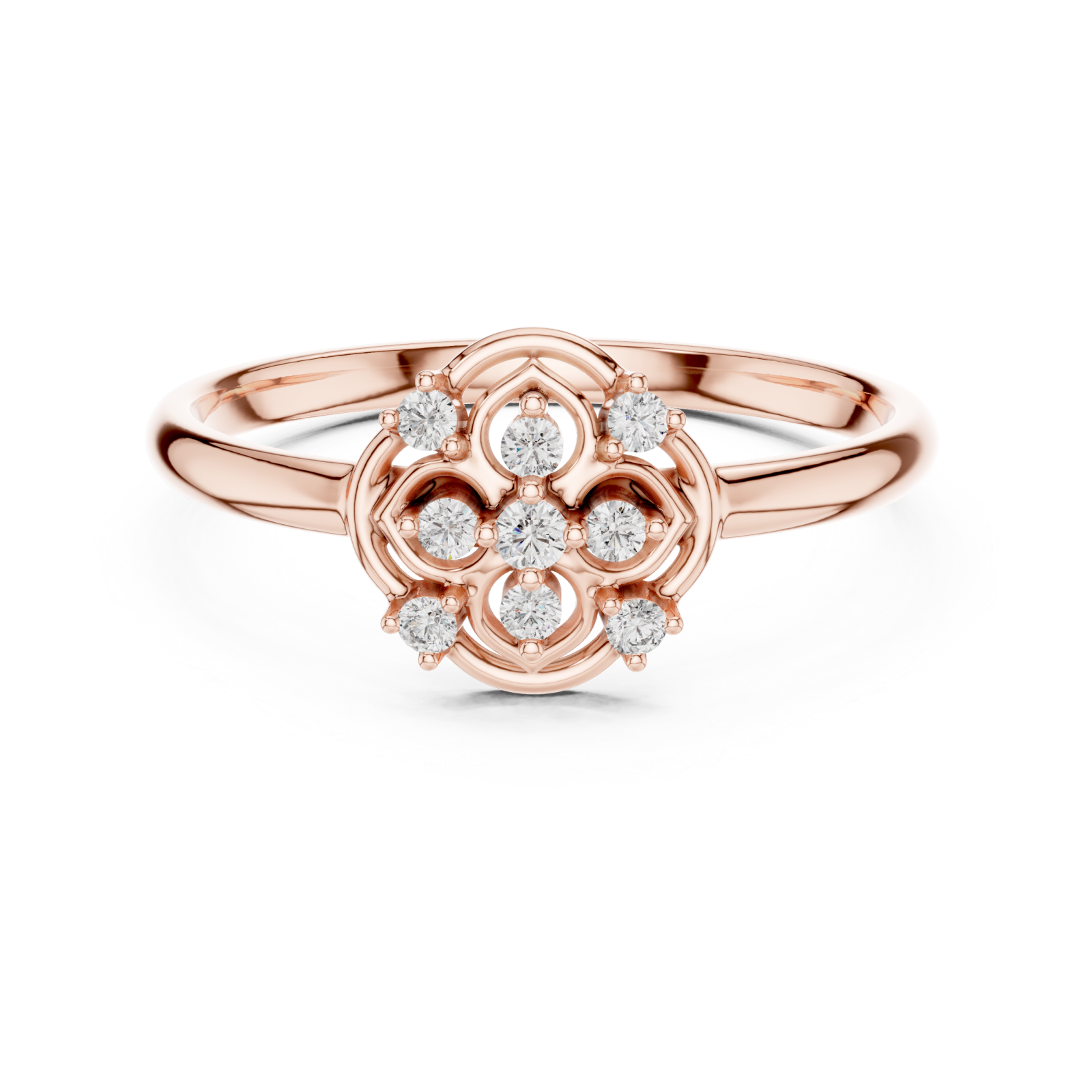  Rose Gold Celestial Cluster Petal Ring Front View