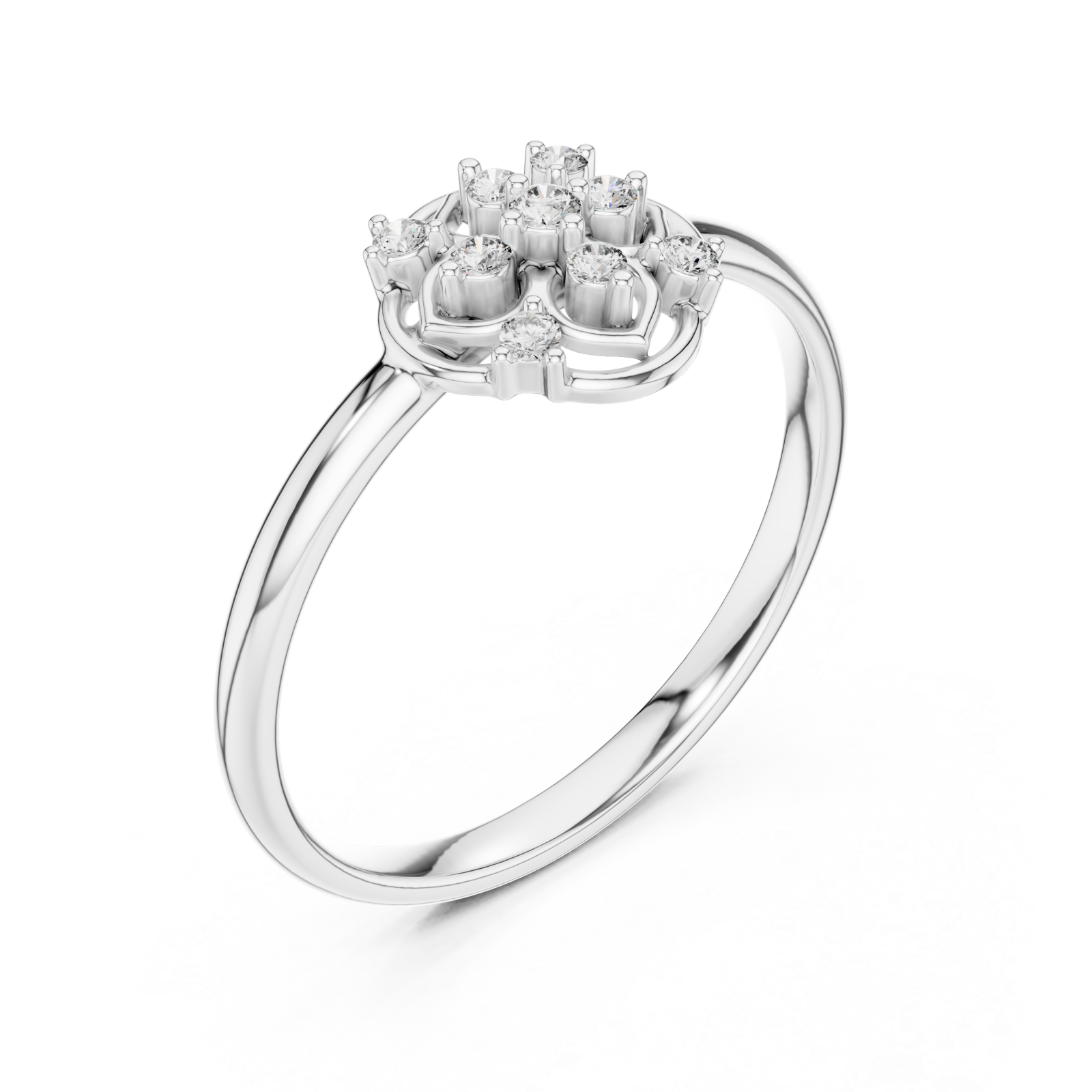  White Gold Celestial Cluster Petal Ring Right View