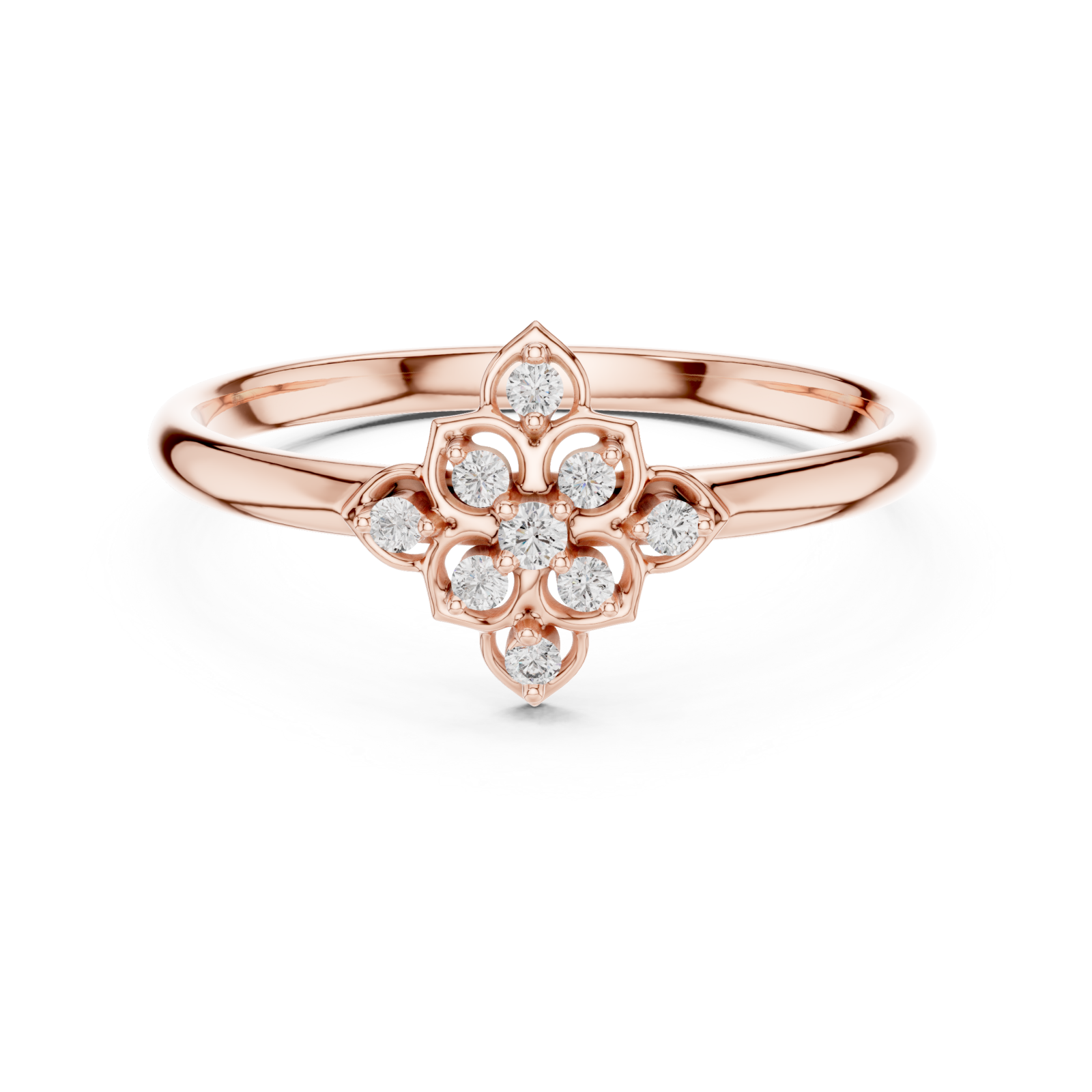  Rose Gold Dewdrop Harmony Band Ring Front View