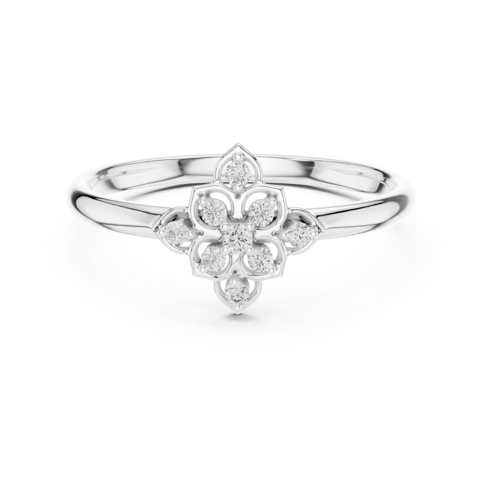  White Gold Dewdrop Harmony Band Ring Front View