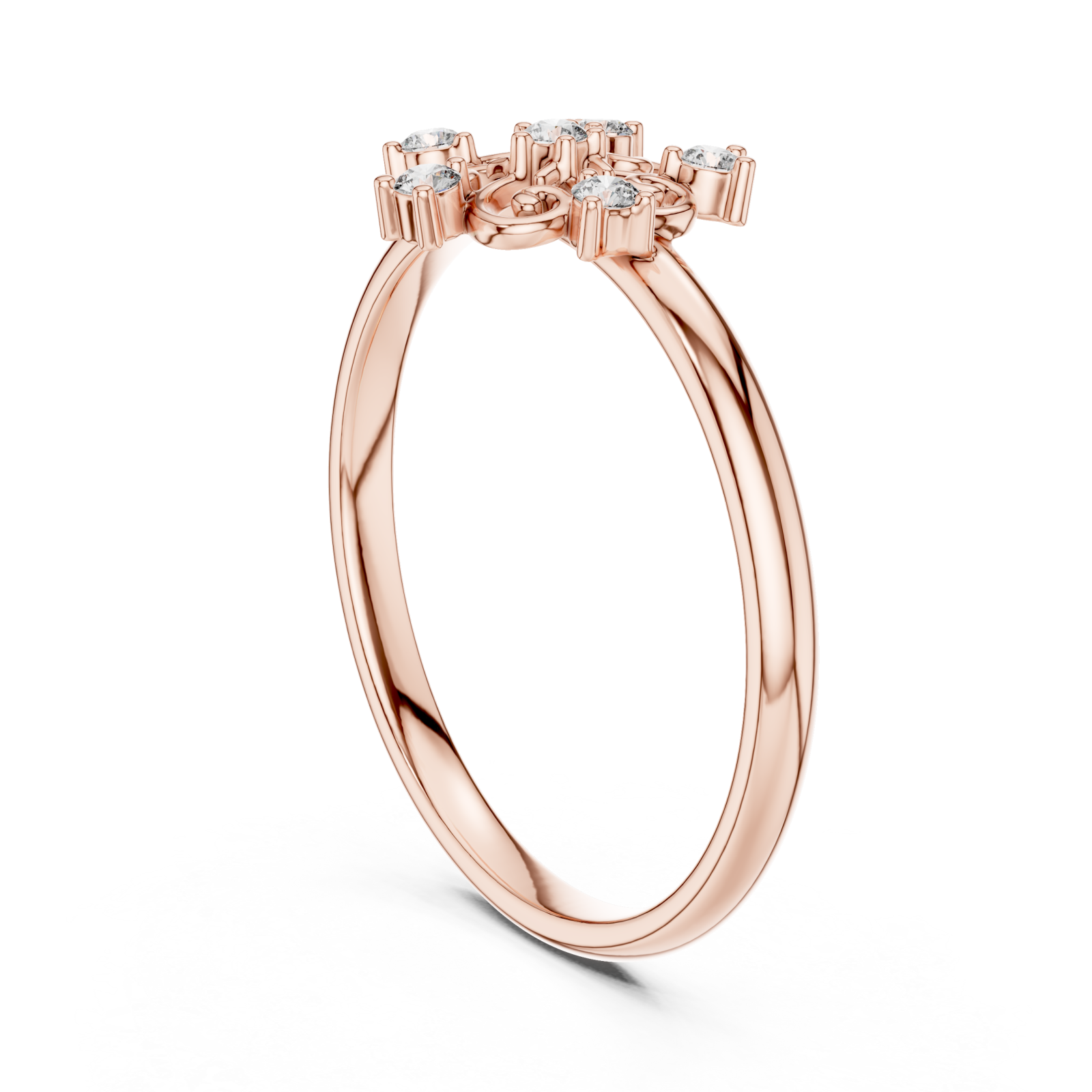  Rose Gold Grand Folia Blossom Cluster Band Left View
