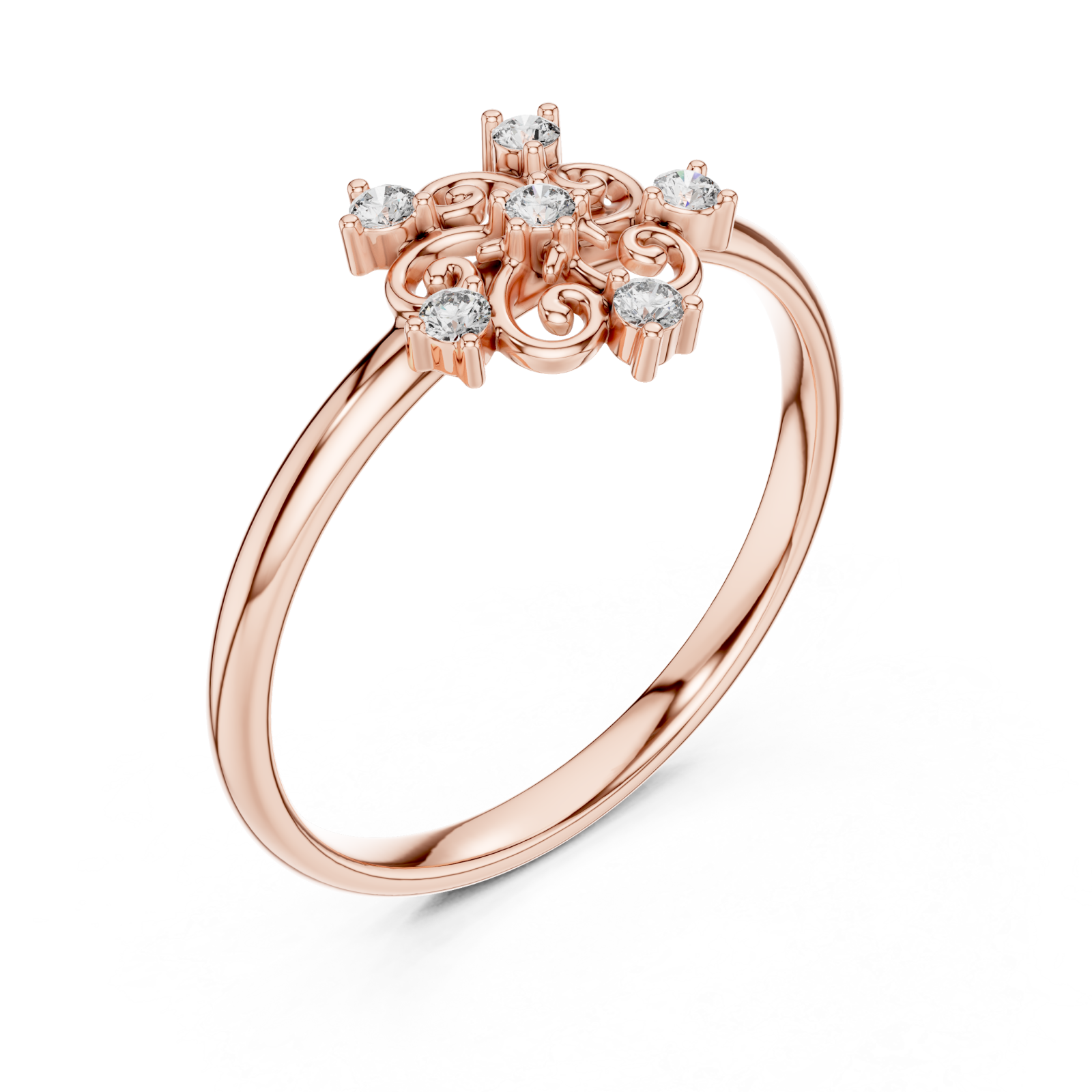  Rose Gold Grand Folia Blossom Cluster Band Right View