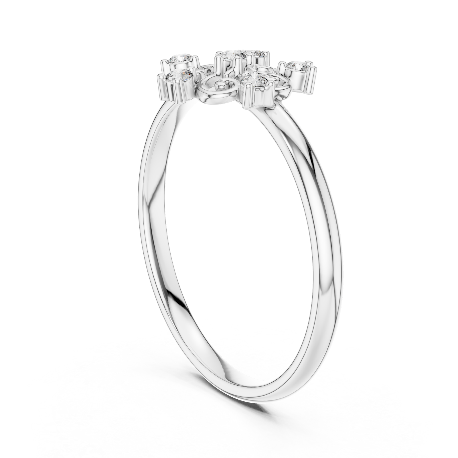  White Gold Grand Folia Blossom Cluster Band Left View