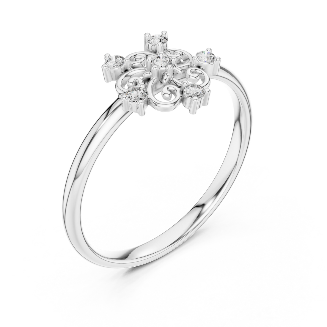  White Gold Grand Folia Blossom Cluster Band Right View