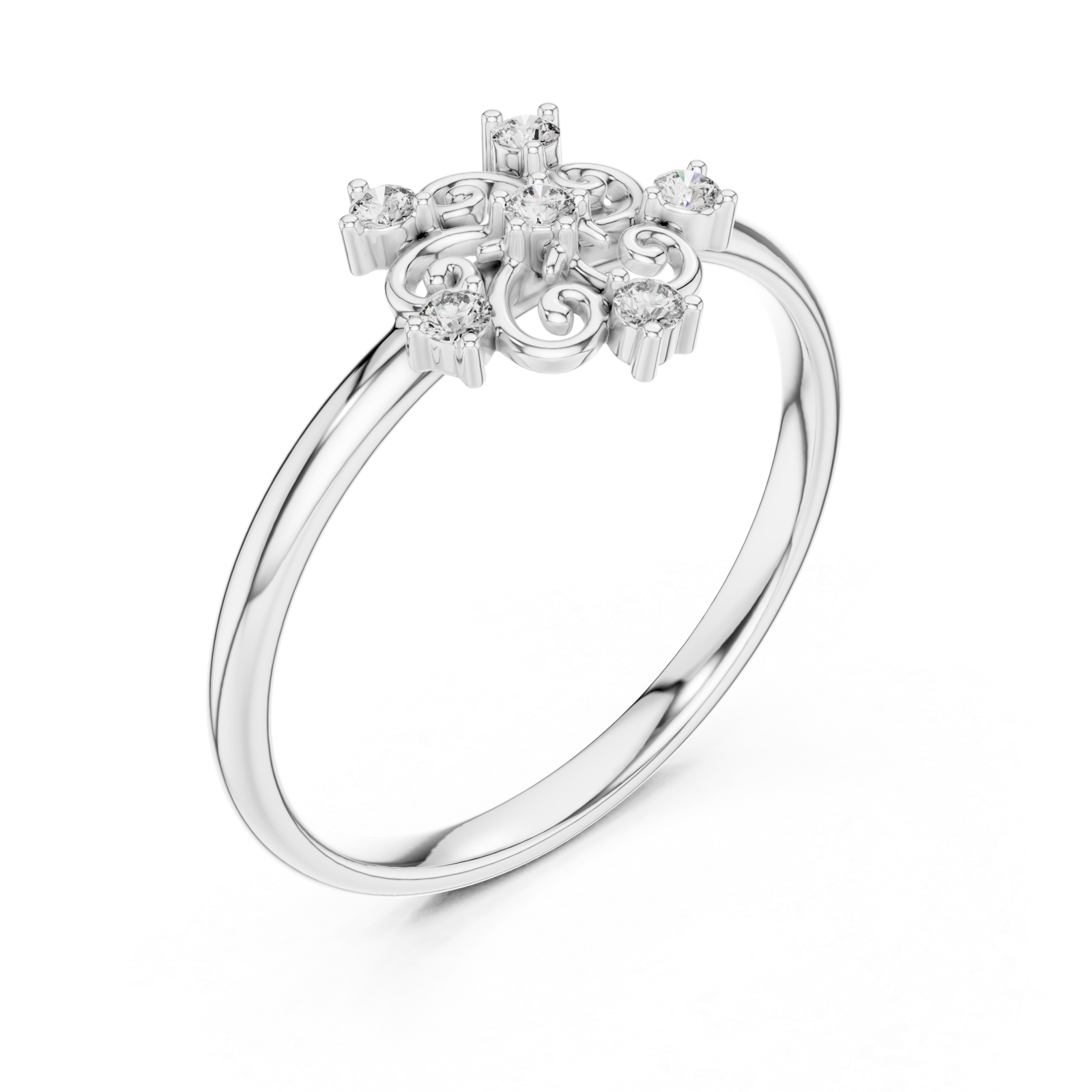  White Gold Grand Folia Blossom Cluster Band Right View
