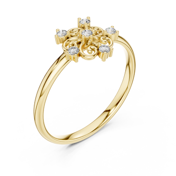 Gold Grand Folia Blossom Cluster Band Right View