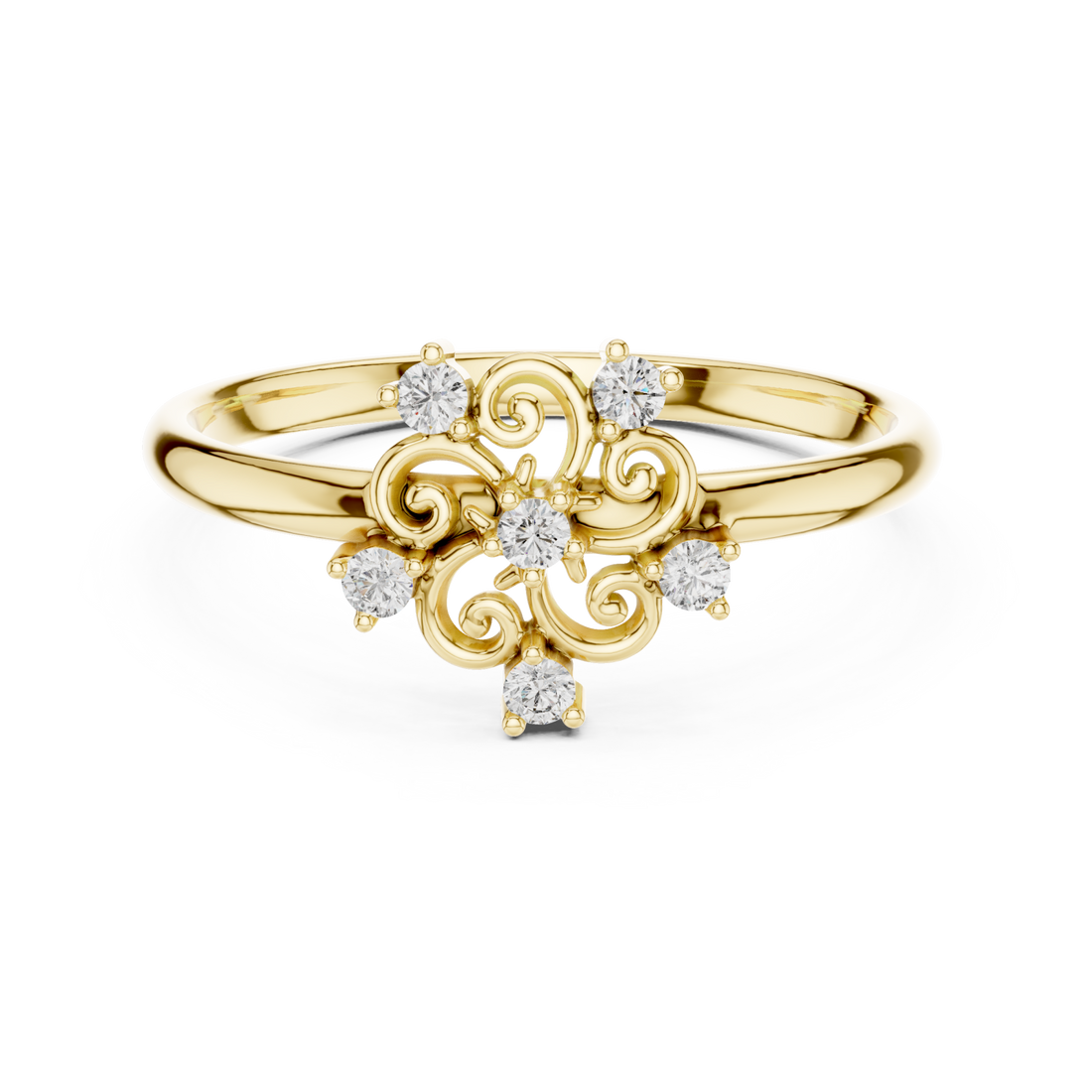 Gold Grand Folia Blossom Cluster Band Right View