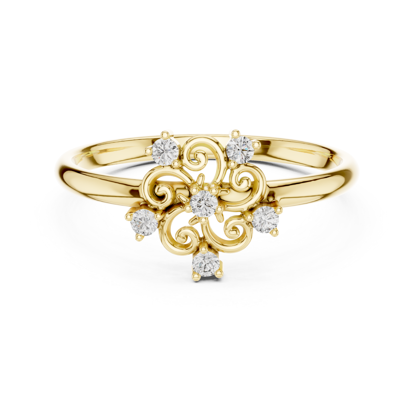  Gold Grand Folia Blossom Cluster Band Front View