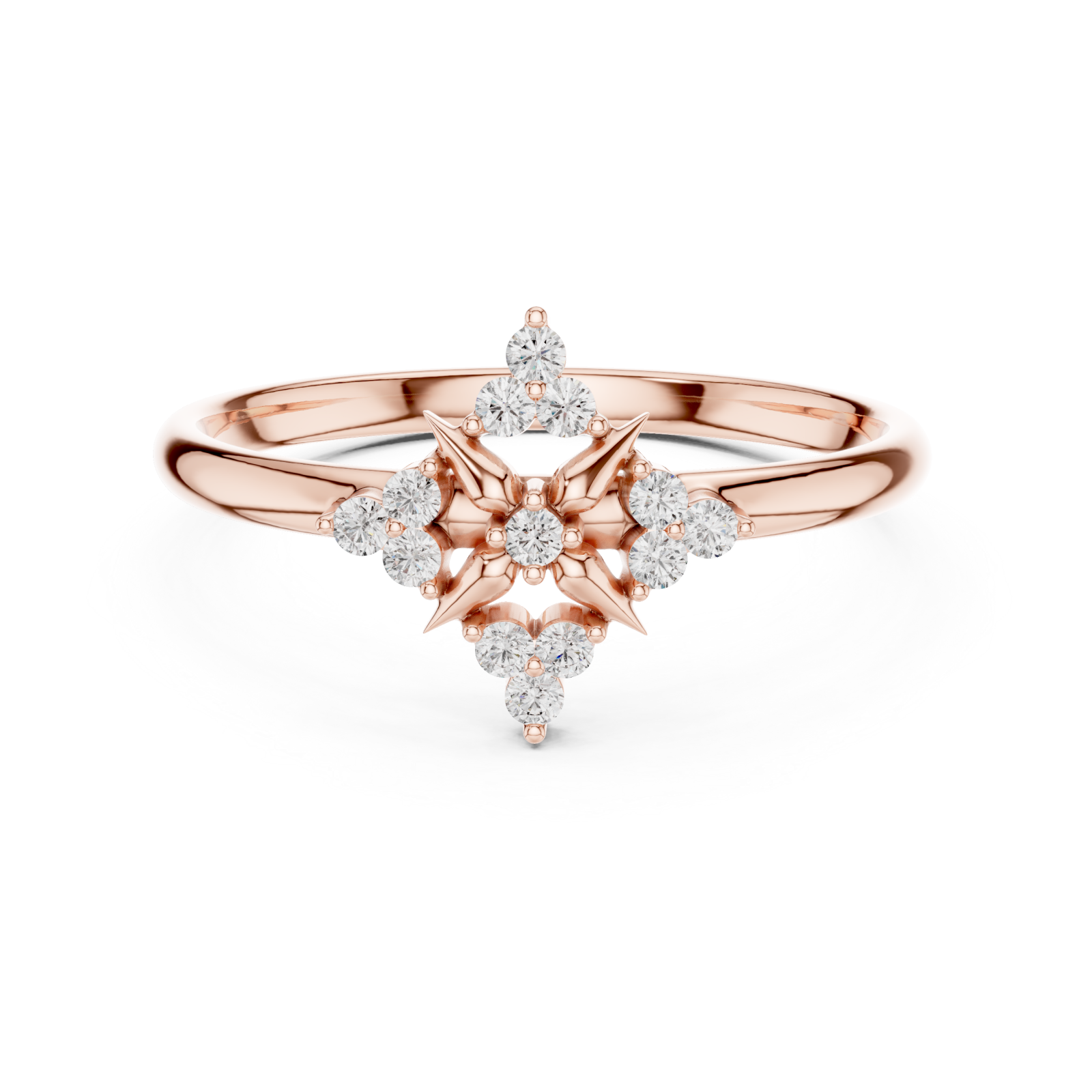  Rose Gold Serenade Petal Graceful Stackable Ring Front View