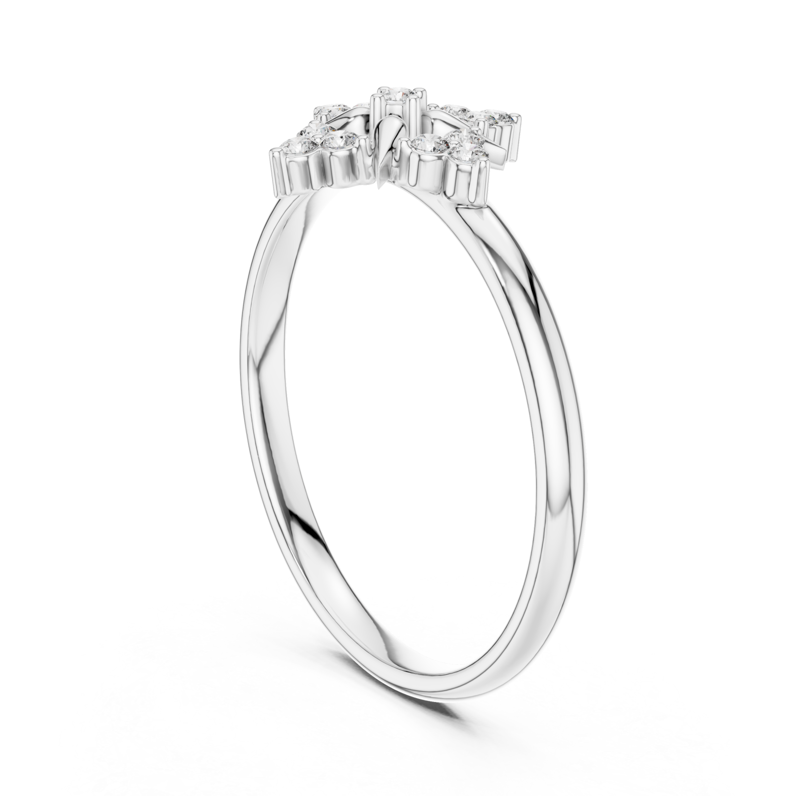  White Gold Serenade Petal Graceful Stackable Ring Left View
