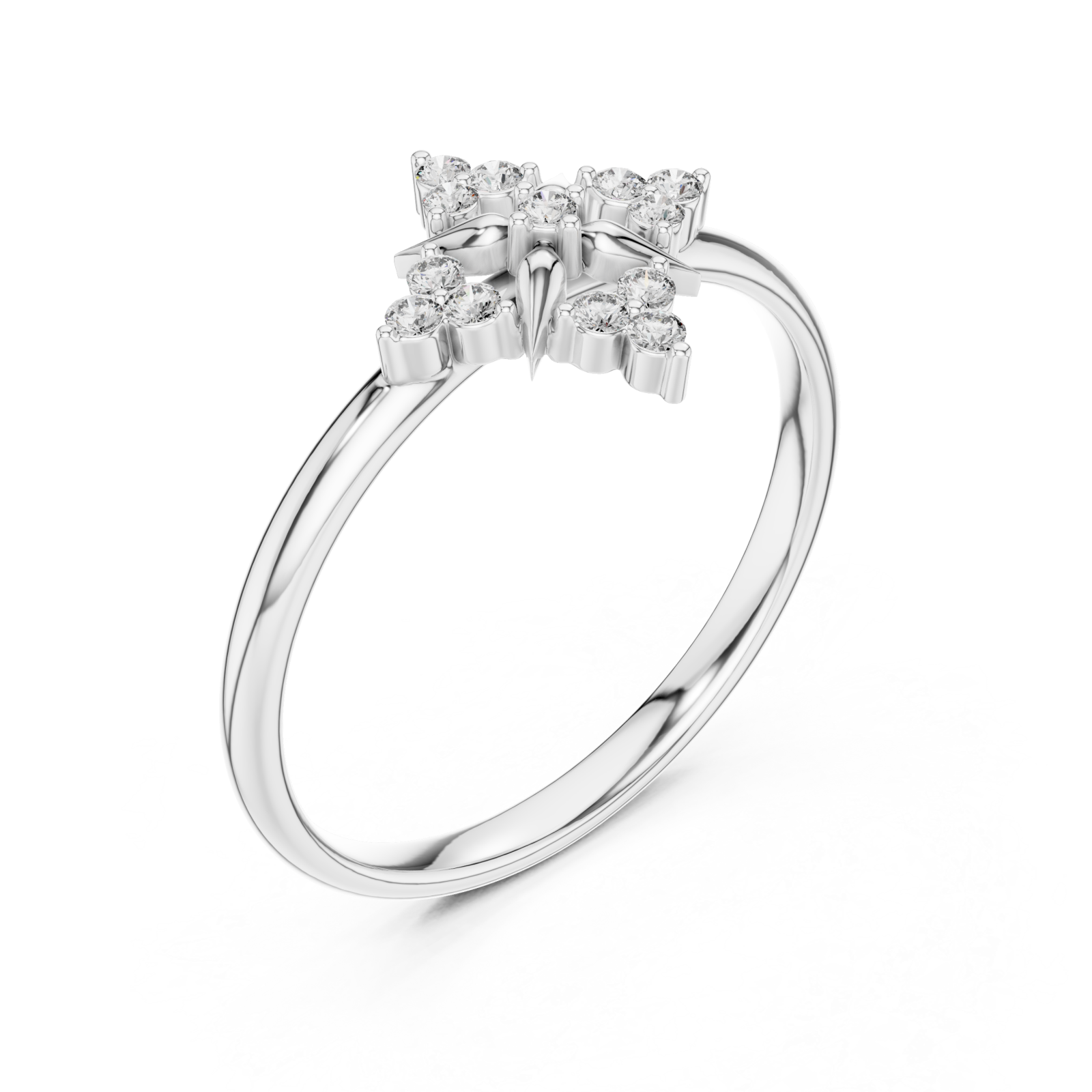  White Gold Serenade Petal Graceful Stackable Ring Right View