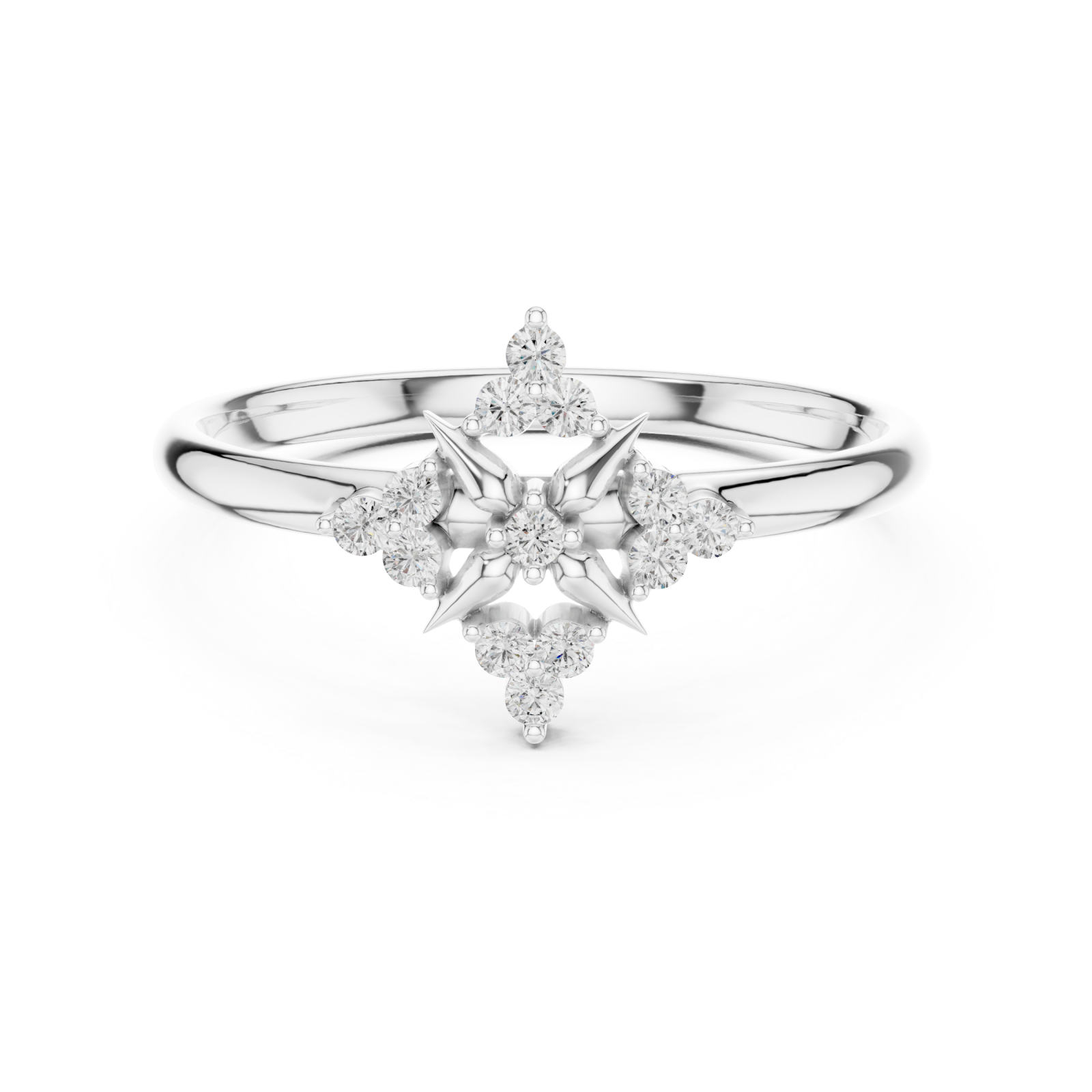  White Gold Serenade Petal Graceful Stackable Ring Front View