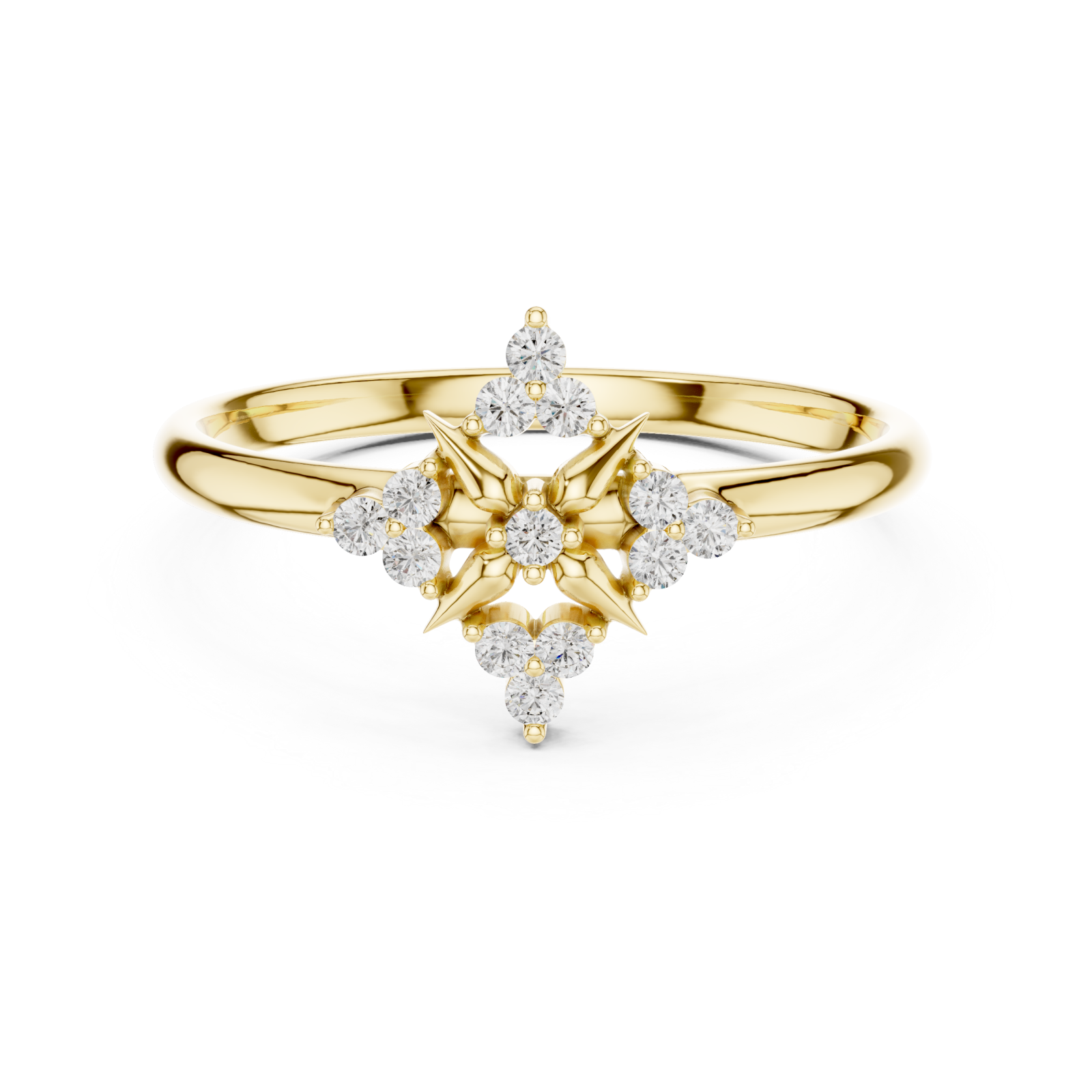  Gold Serenade Petal Graceful Stackable Ring Front View
