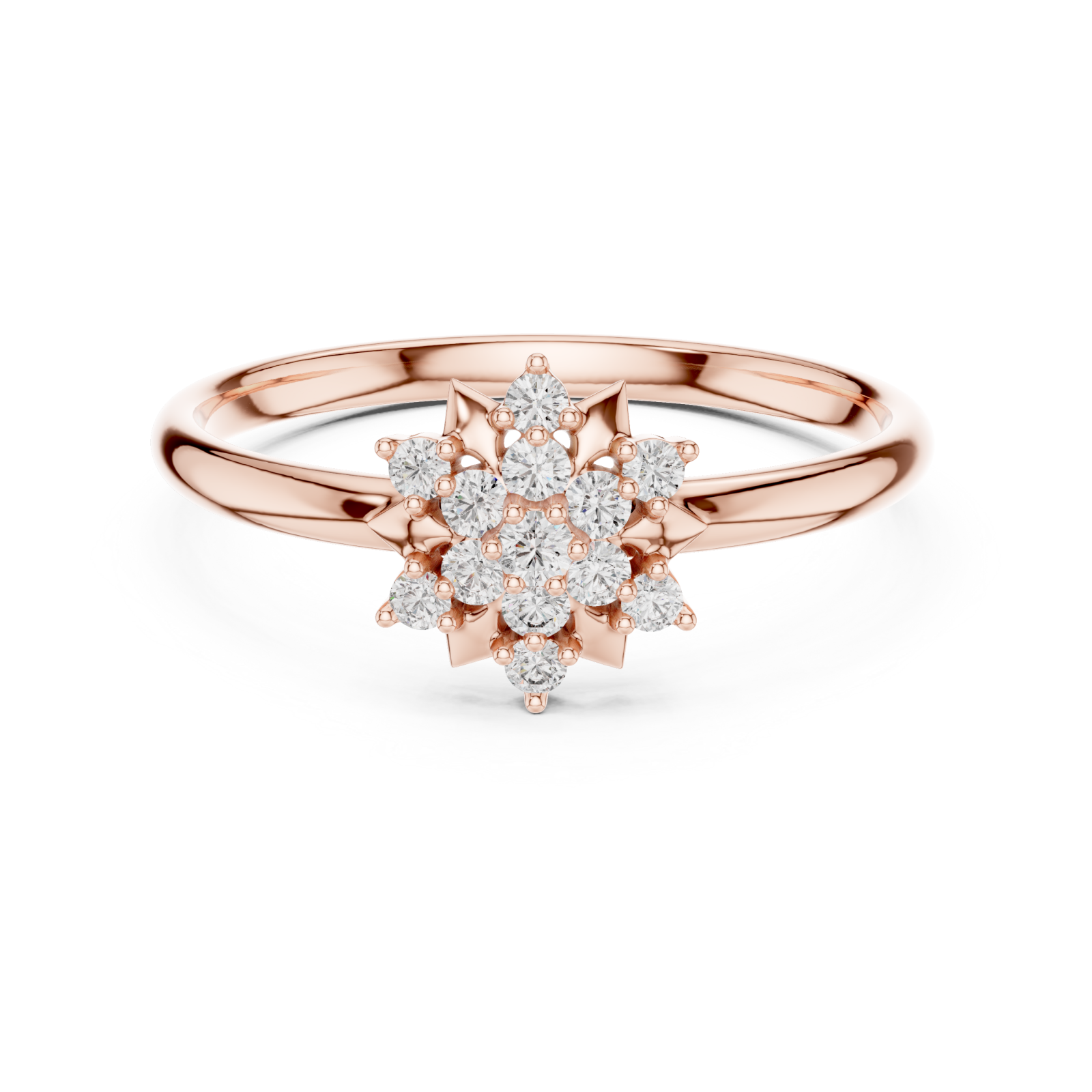  Rose Gold Starlet Bloom Cluster Ring Front View
