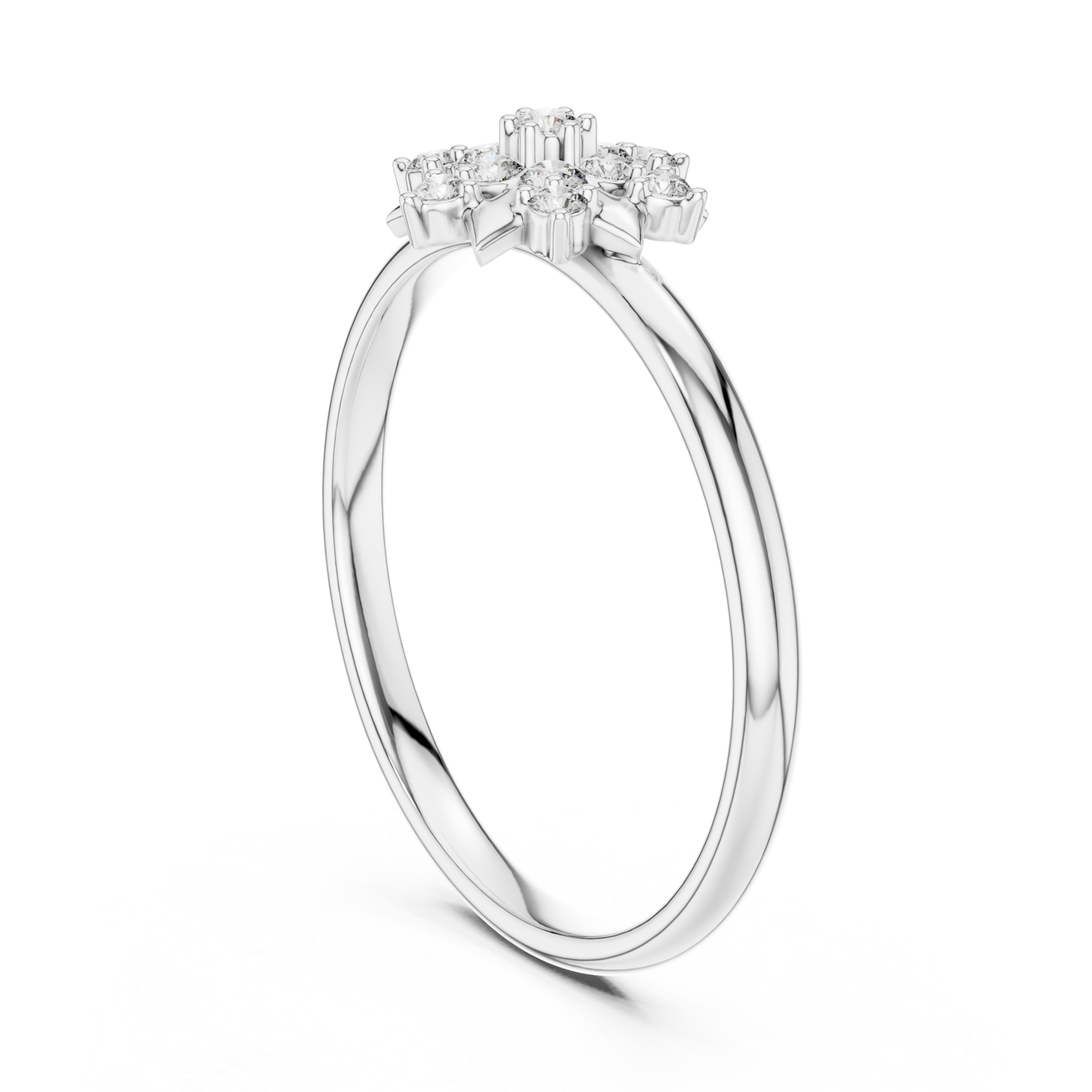  White Gold Starlet Bloom Cluster Ring Left View