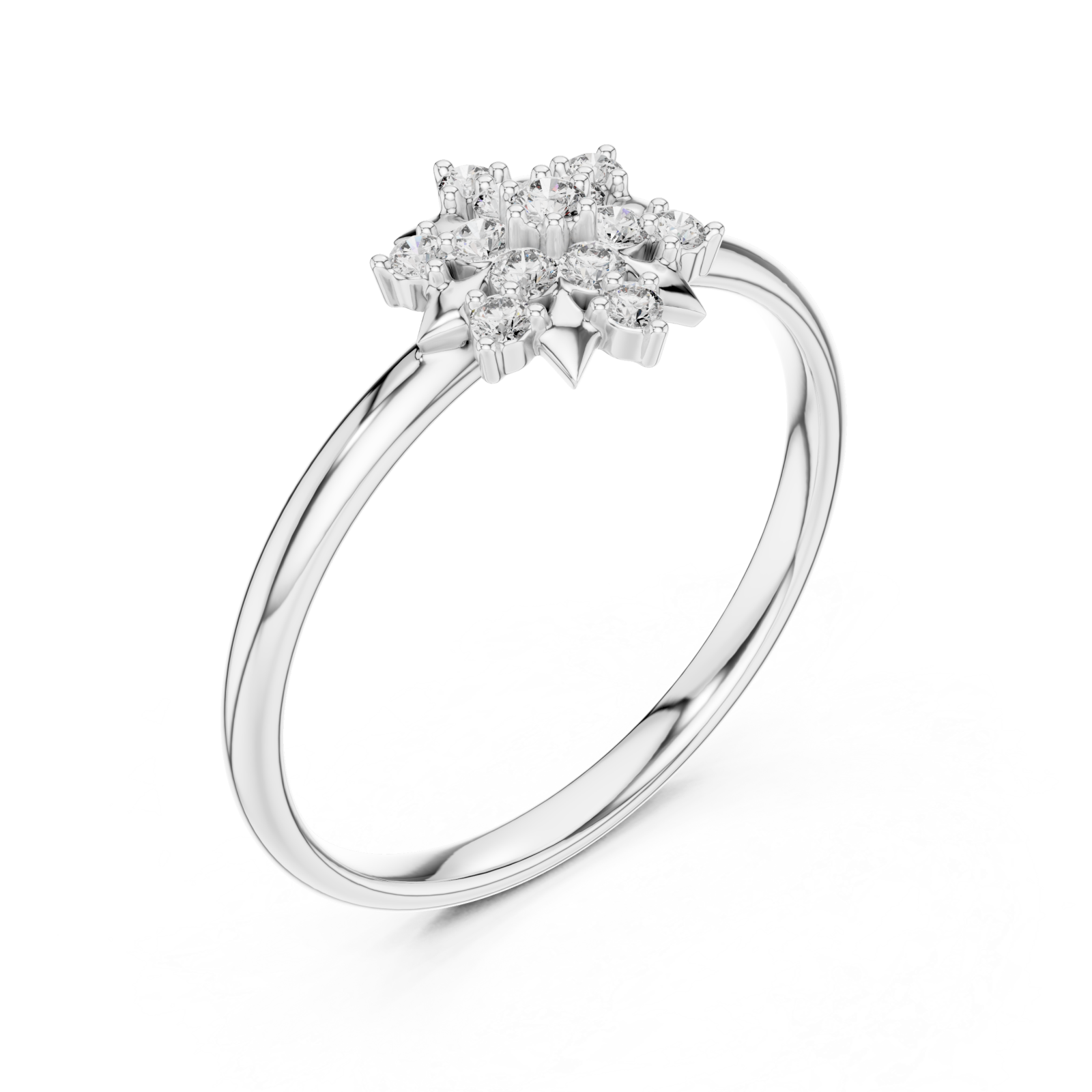  White Gold Starlet Bloom Cluster Ring Right View