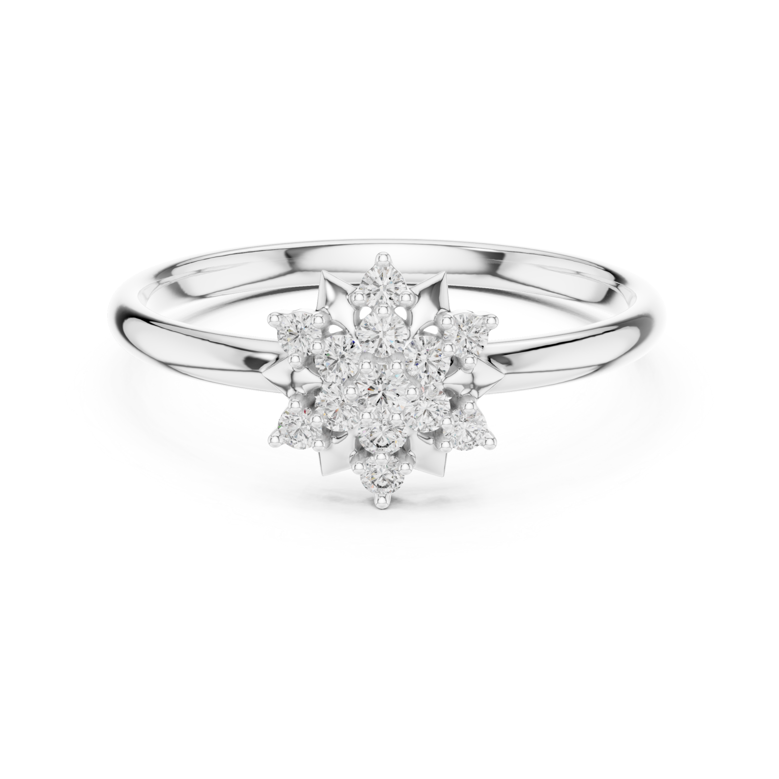  White Gold Starlet Bloom Cluster Ring Front View