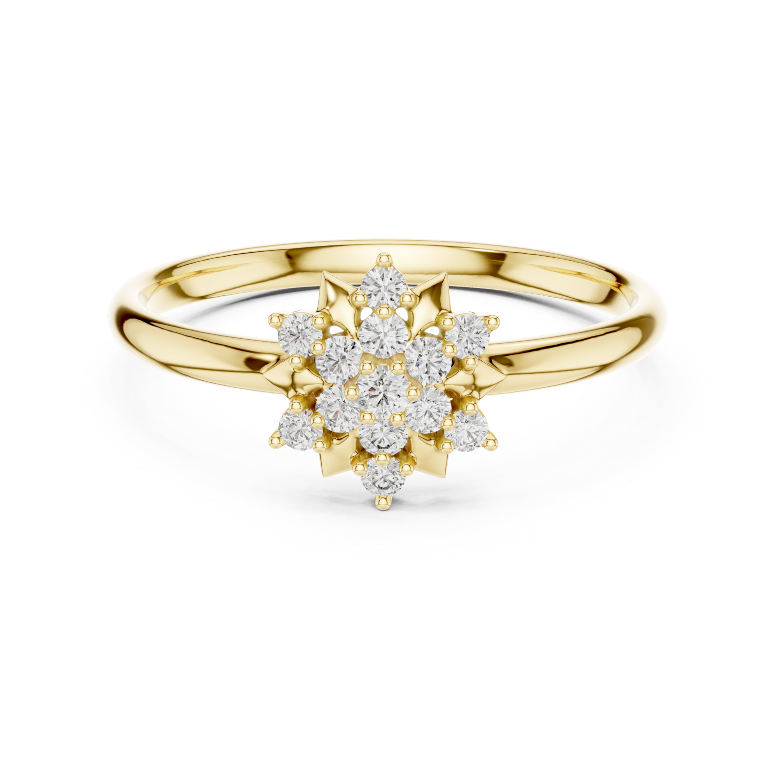  Gold Starlet Bloom Cluster Ring Front View