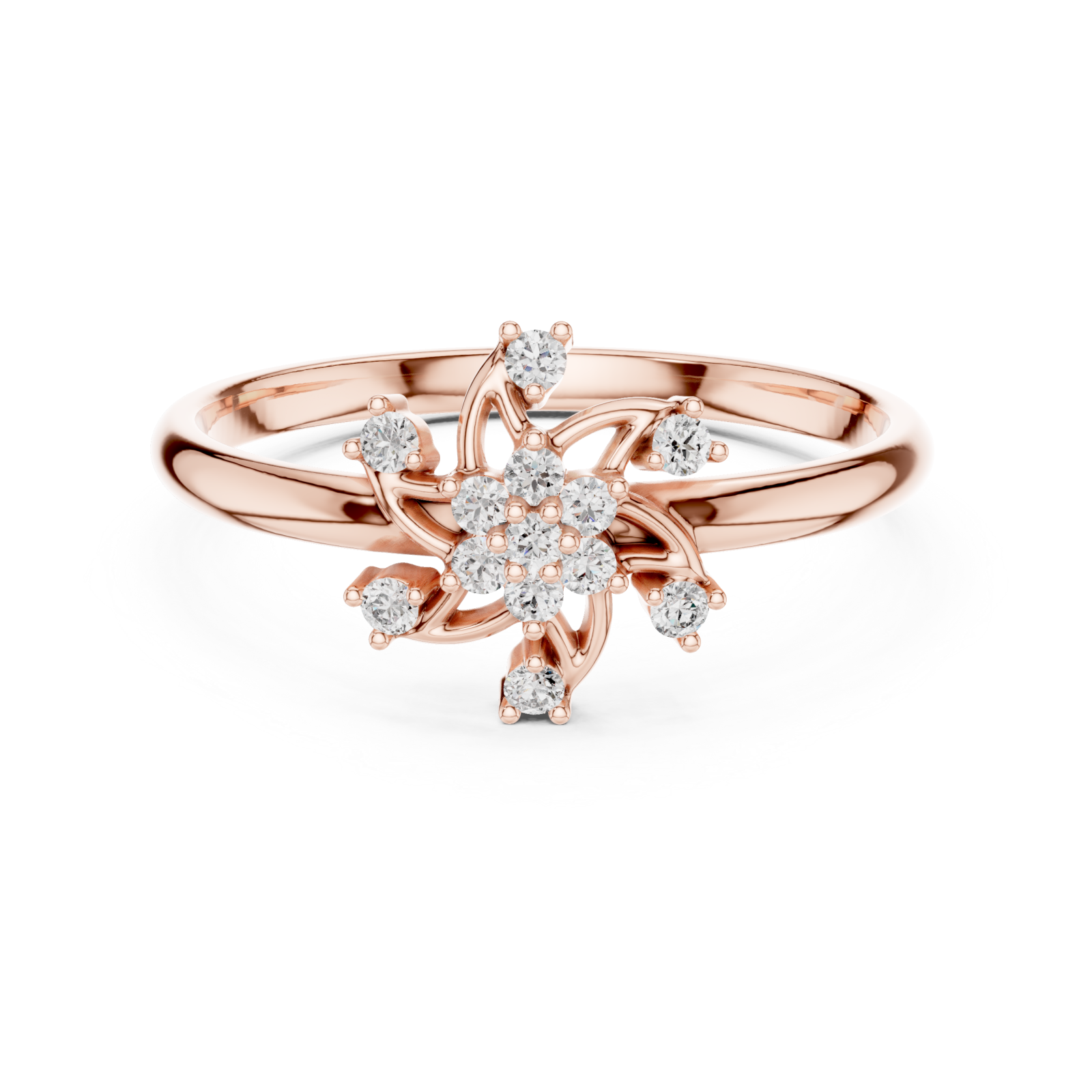  Rose Gold Willow Cluster Ring Front View