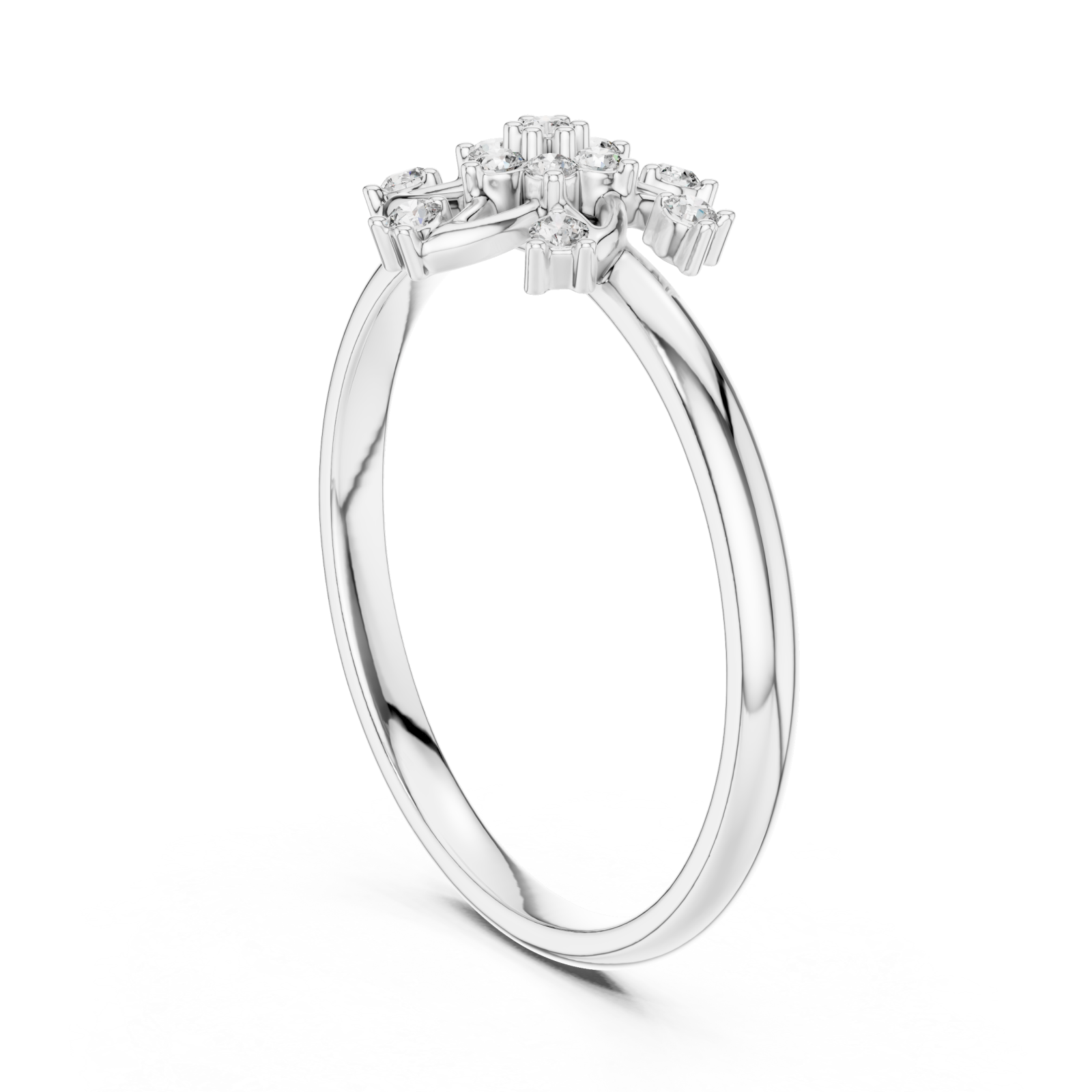  White Gold Willow Cluster Ring Left View