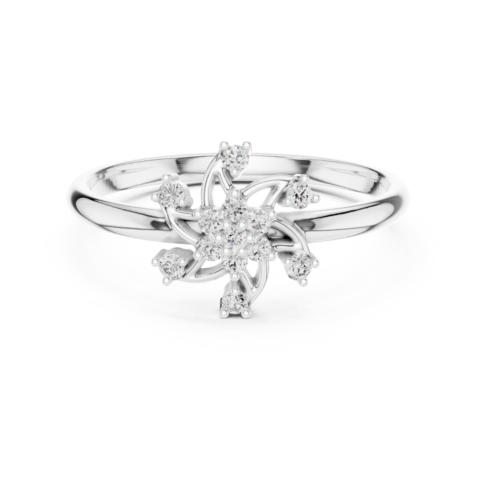  White Gold Willow Cluster Ring Front View