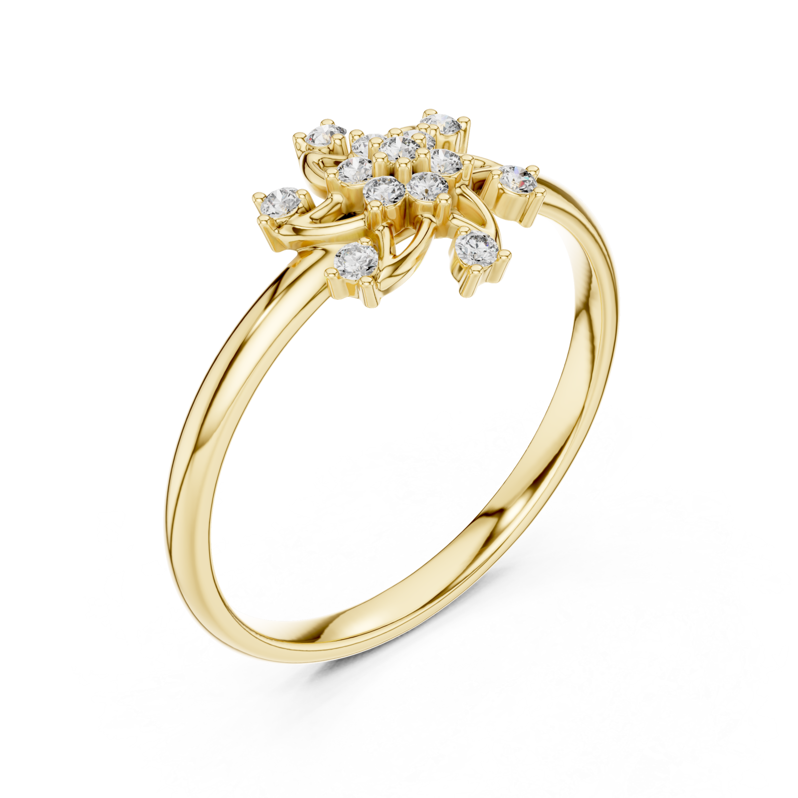 Gold Willow Cluster Ring Right View