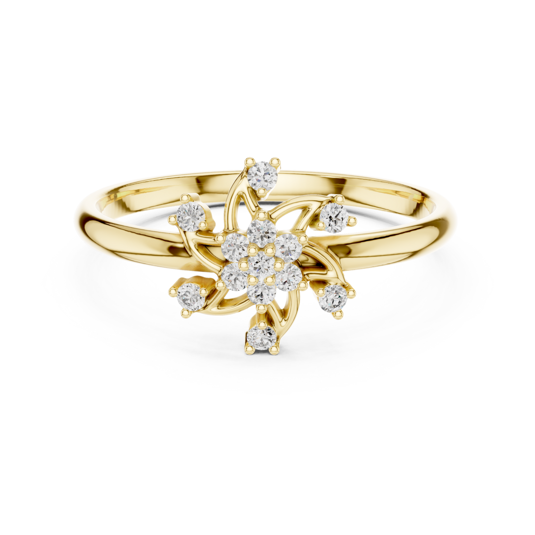 Gold Willow Cluster Ring Right View