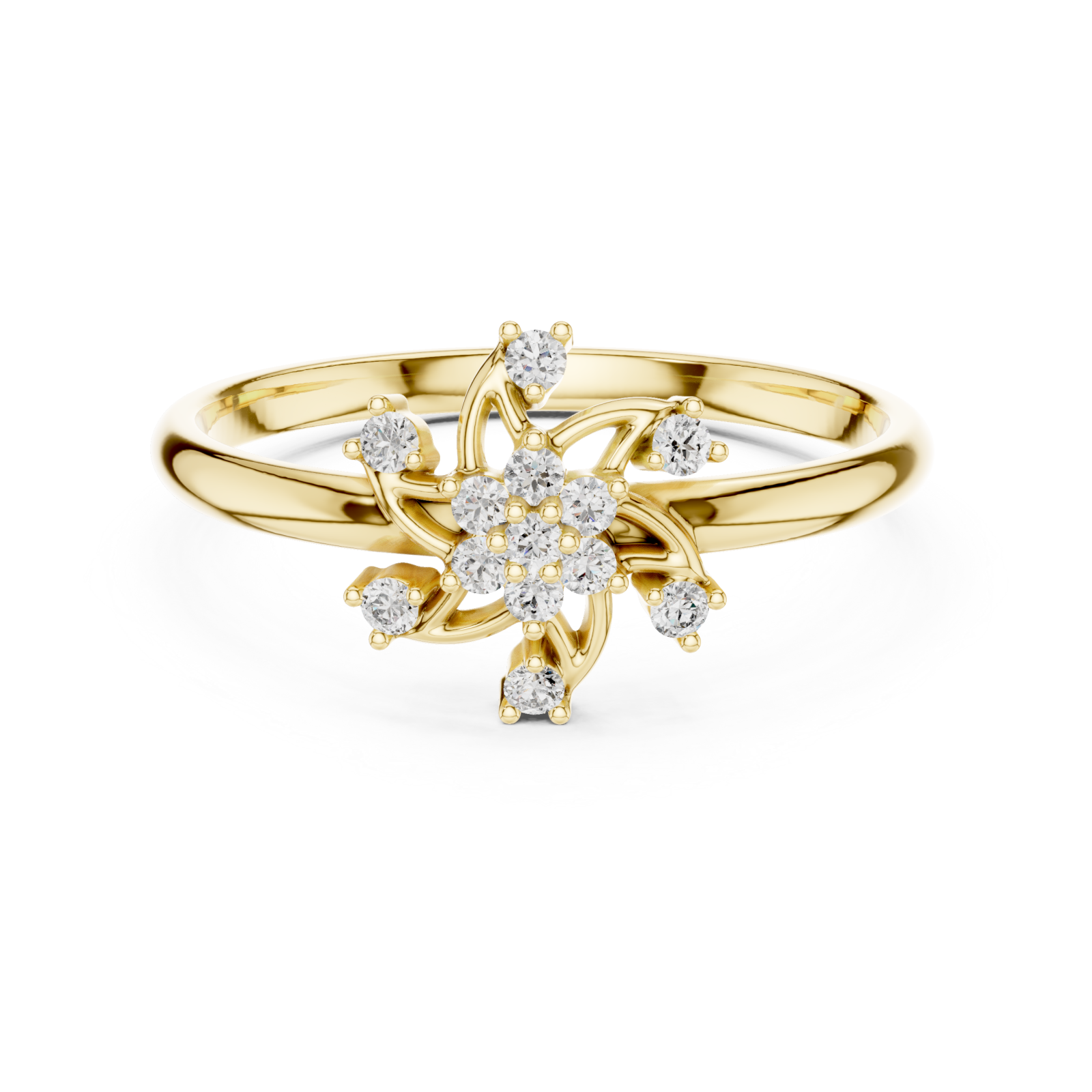  Gold Willow Cluster Ring Front View