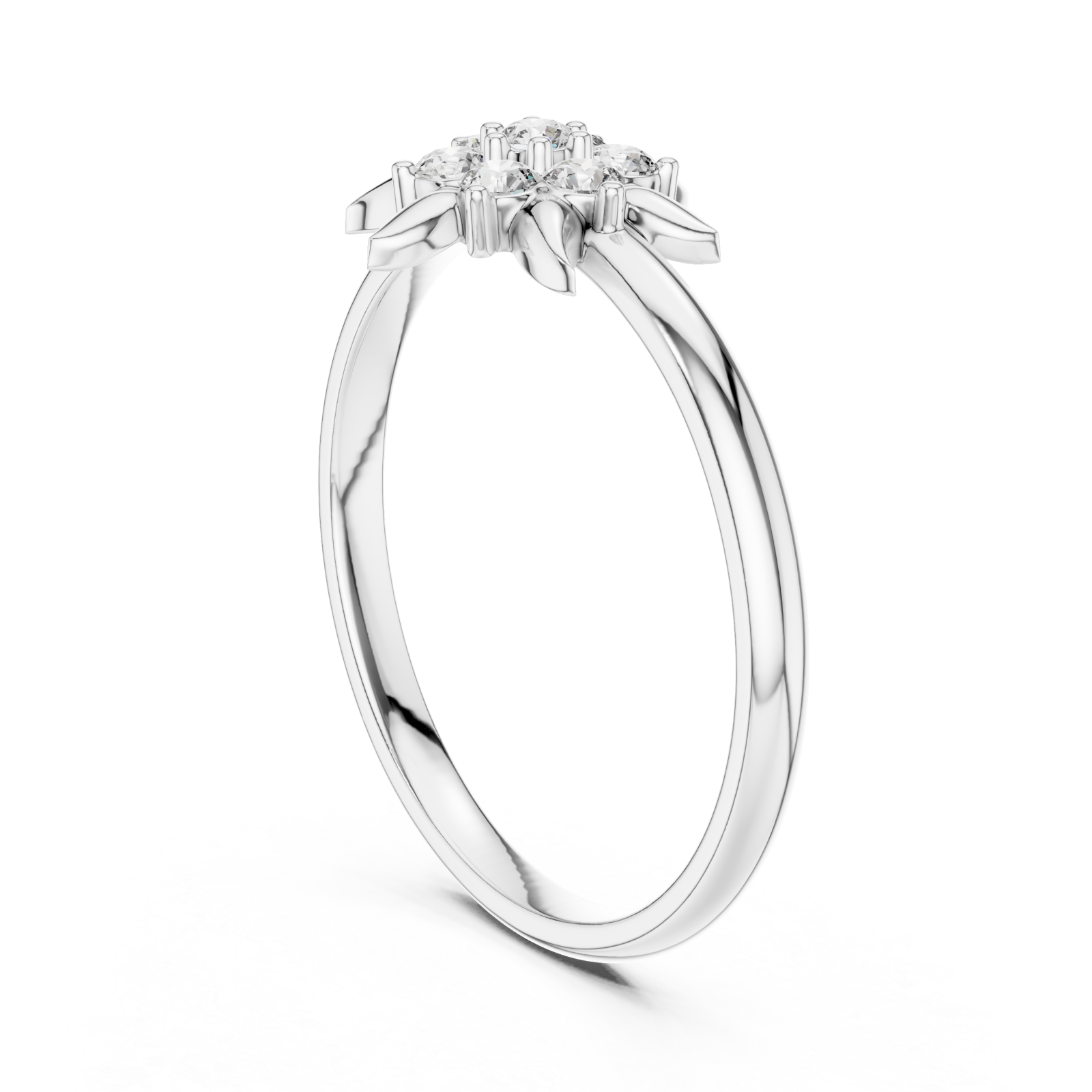  White Gold Petal Essence Ring Left View