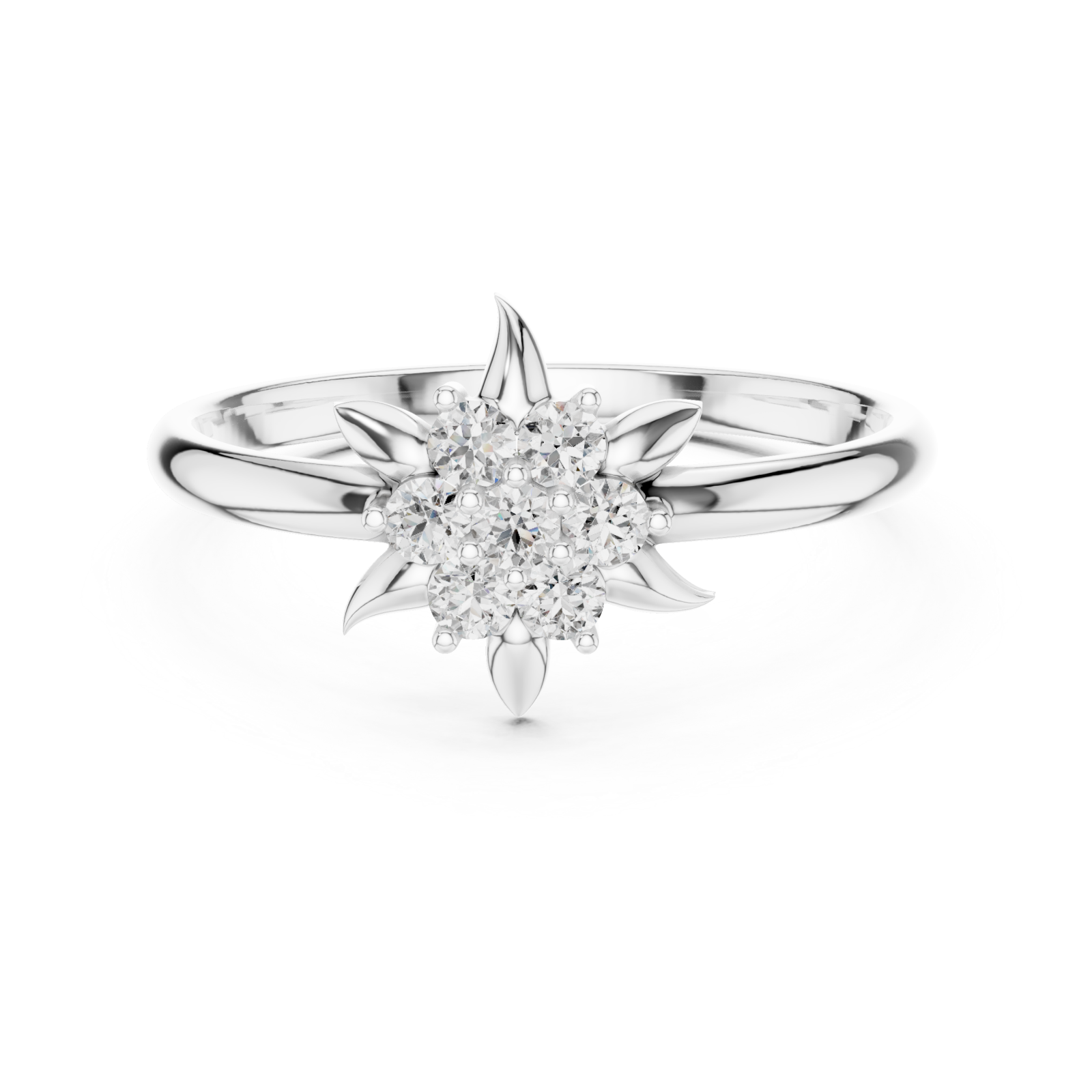  White Gold Petal Essence Ring Front View