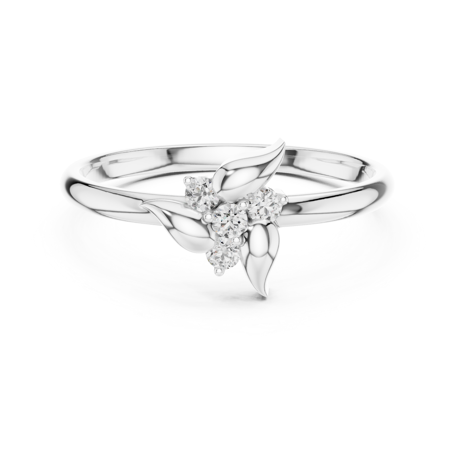  White Gold Willow Whisper Ring Front View