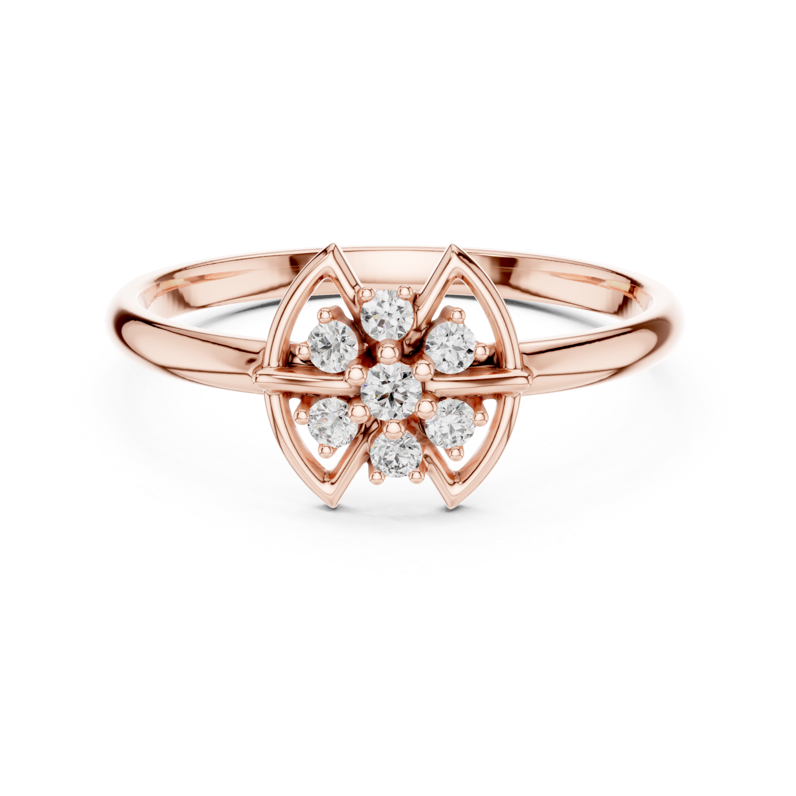  Rose Gold Petal Radiance Ring Front View