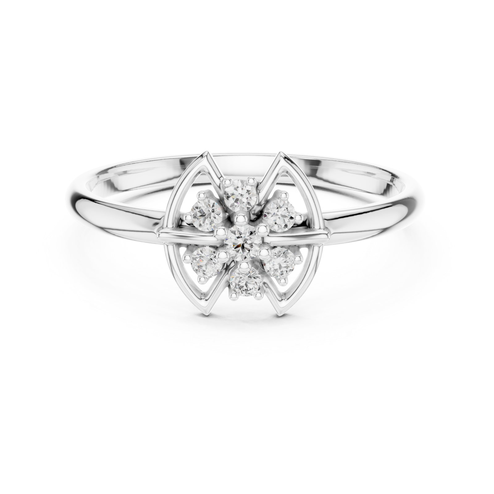  White Gold Petal Radiance Ring Front View