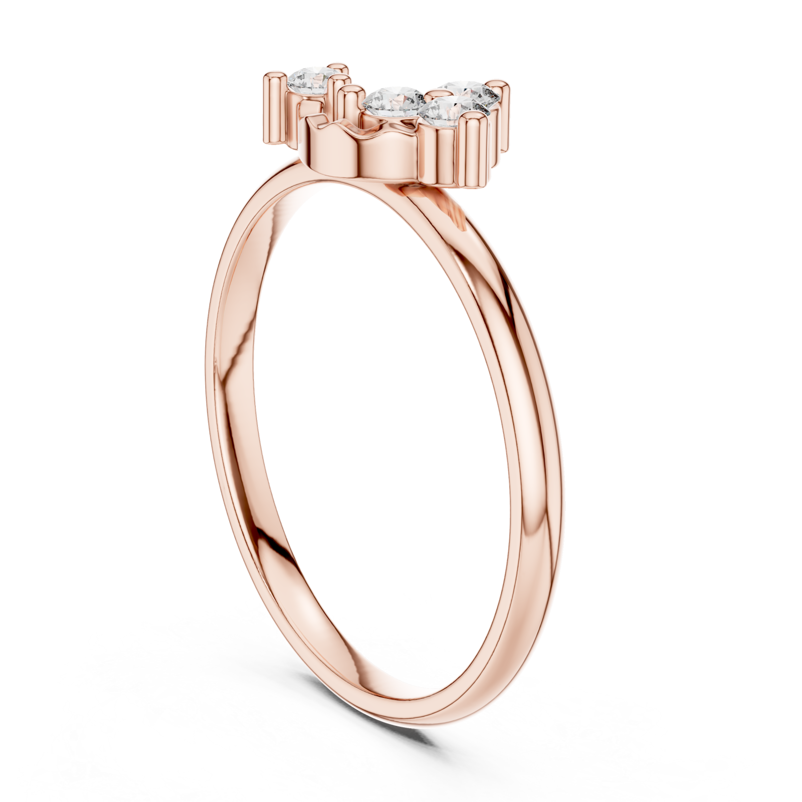  Rose Gold Halo Crest Ring Left View