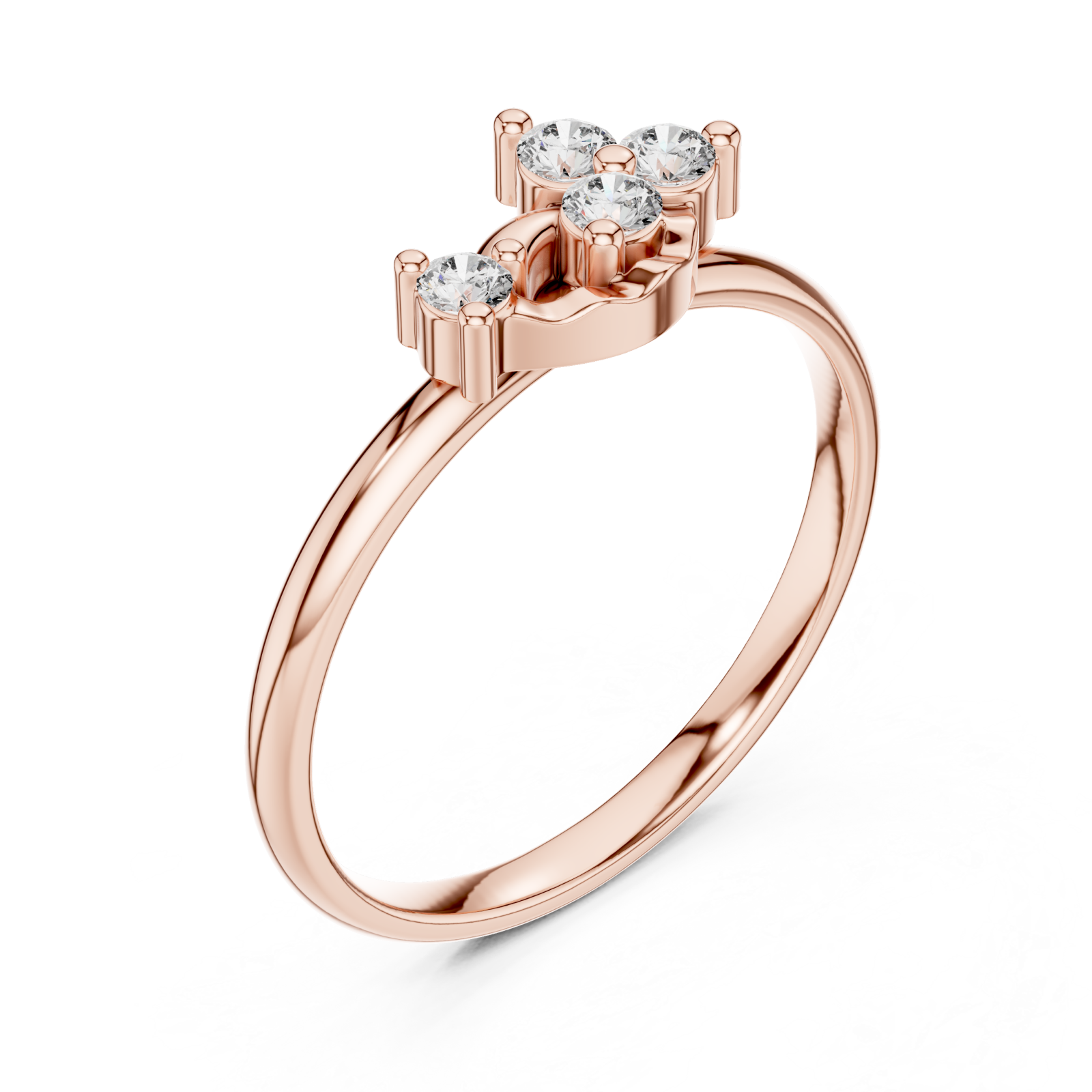  Rose Gold Halo Crest Ring Right View