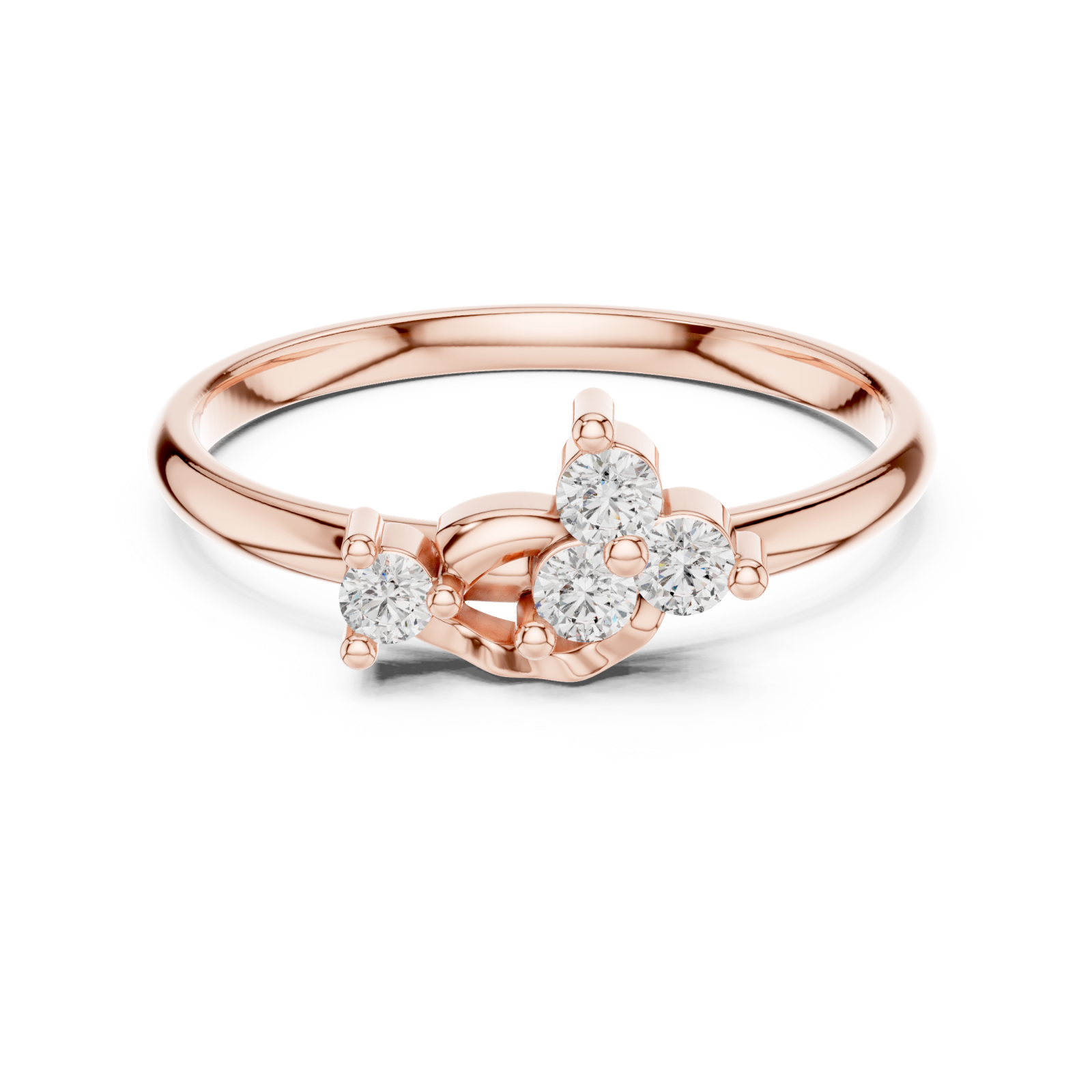  Rose Gold Halo Crest Ring Front View